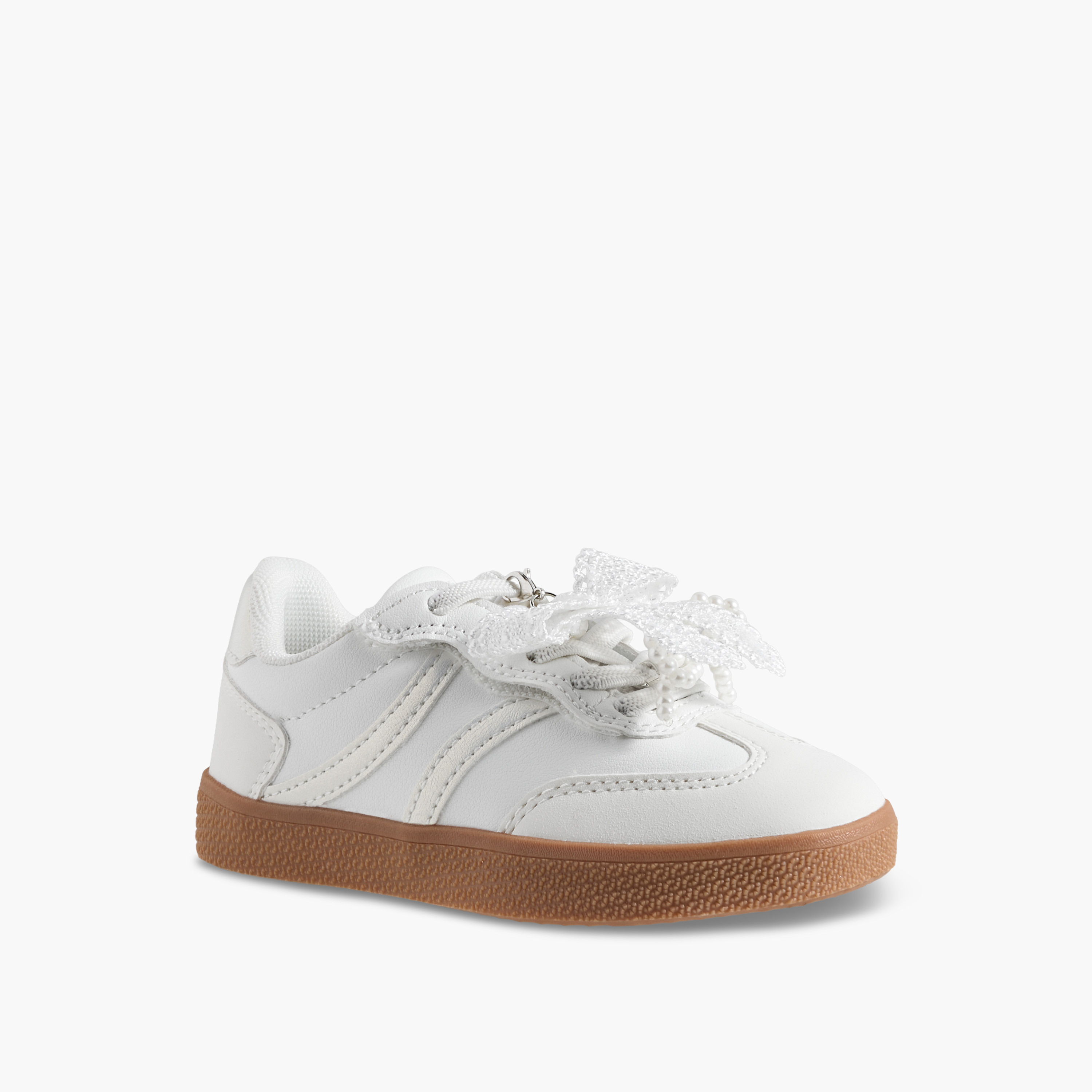 Juniors Girls Bow Embellished Lace-Up Sneakers-girls-shoes-sneakers-image-2