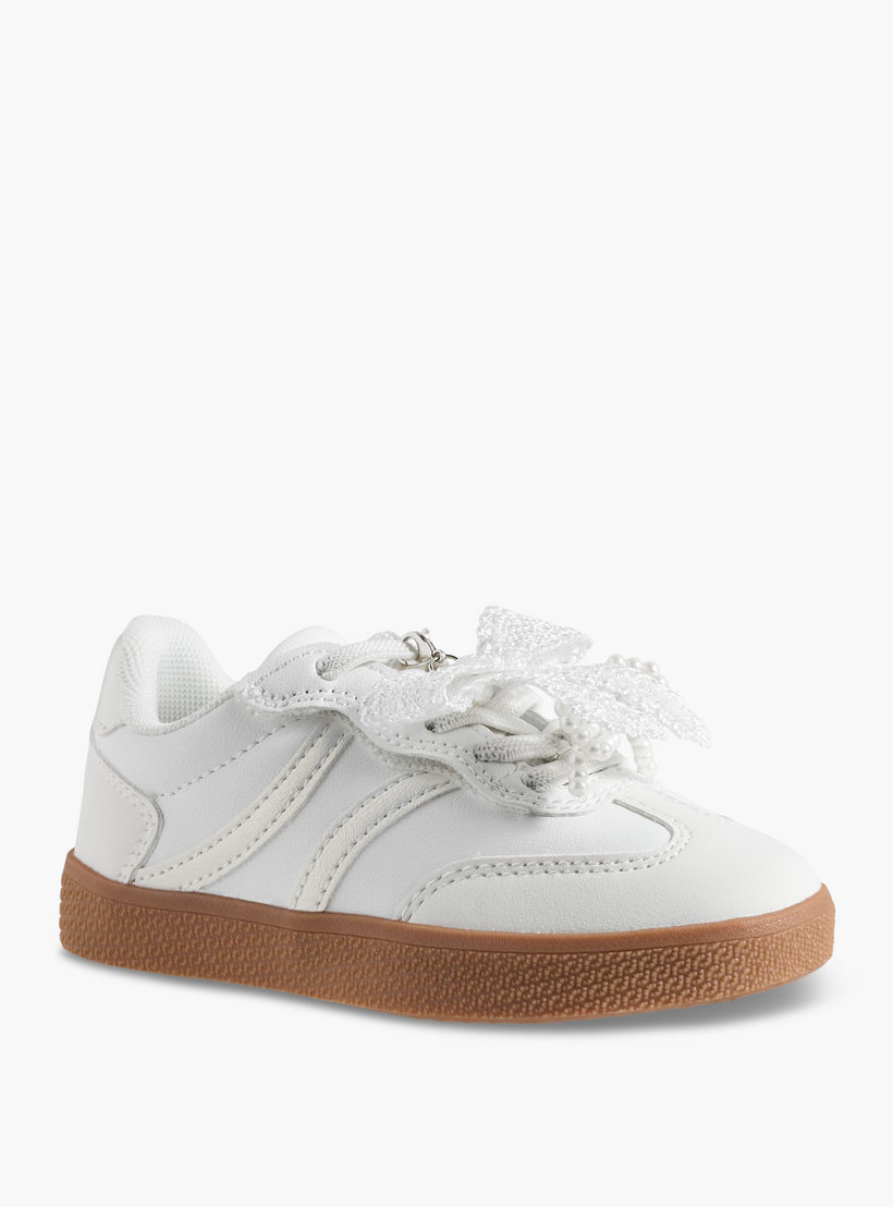 Juniors Girls Bow Embellished Lace-Up Sneakers-girls-shoes-sneakers-image-2