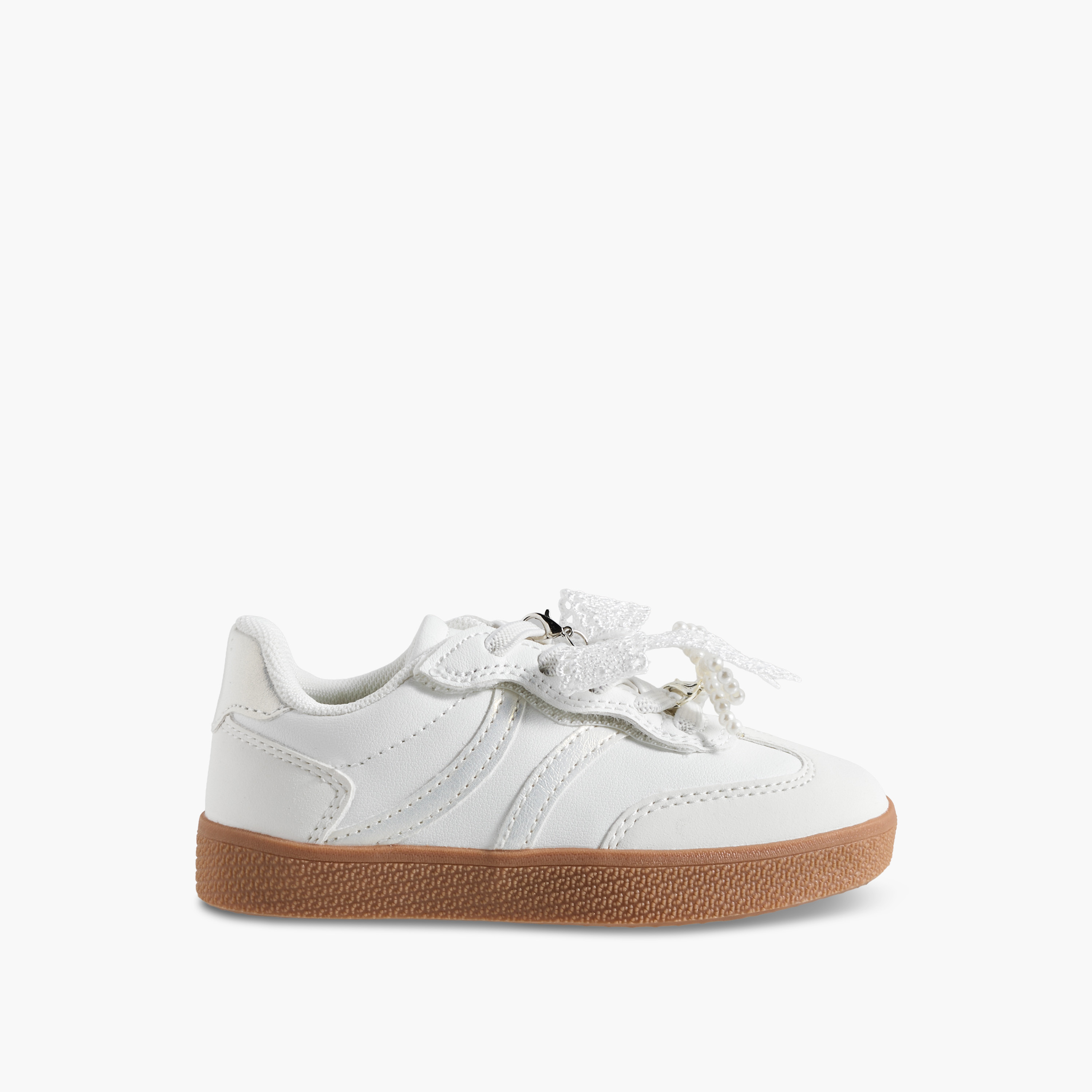 Juniors Girls Bow Embellished Lace-Up Sneakers-girls-shoes-sneakers-image-3