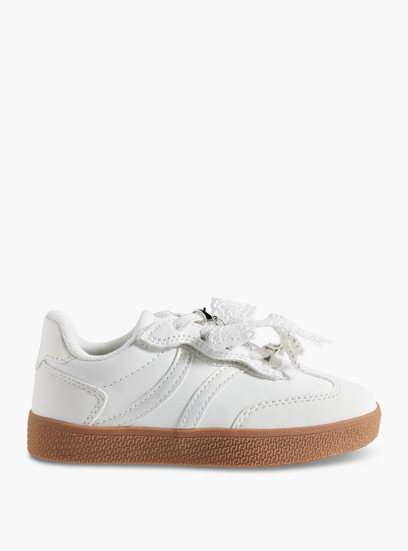 Juniors Girls Bow Embellished Lace-Up Sneakers-girls-shoes-sneakers-image-3