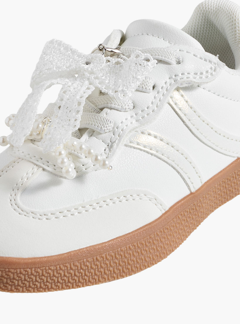 Juniors Girls Bow Embellished Lace-Up Sneakers-girls-shoes-sneakers-image-5