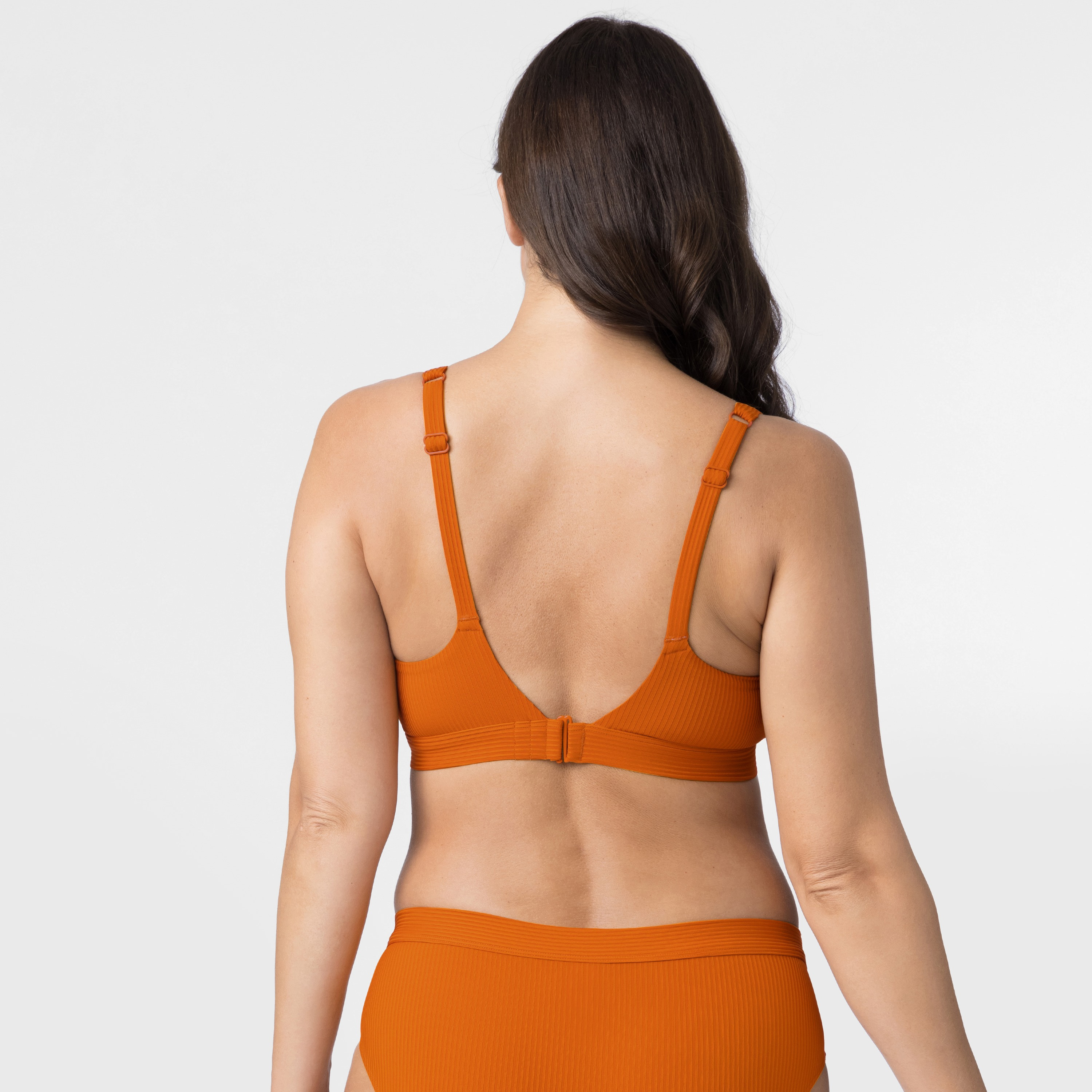 Dorina Orange Ribbed Removable Pads Non-Wired Bikini Top-women-clothing-swimandbeach-bikinis-image-2