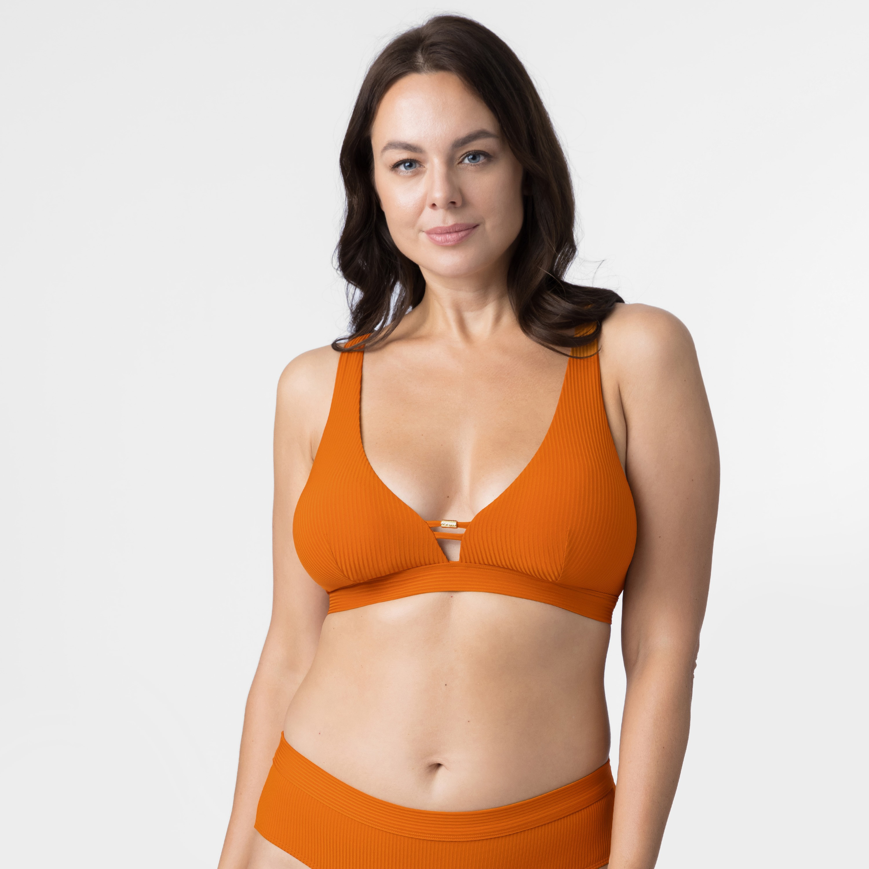 Dorina Orange Ribbed Removable Pads Non-Wired Bikini Top-women-clothing-swimandbeach-bikinis-image-5