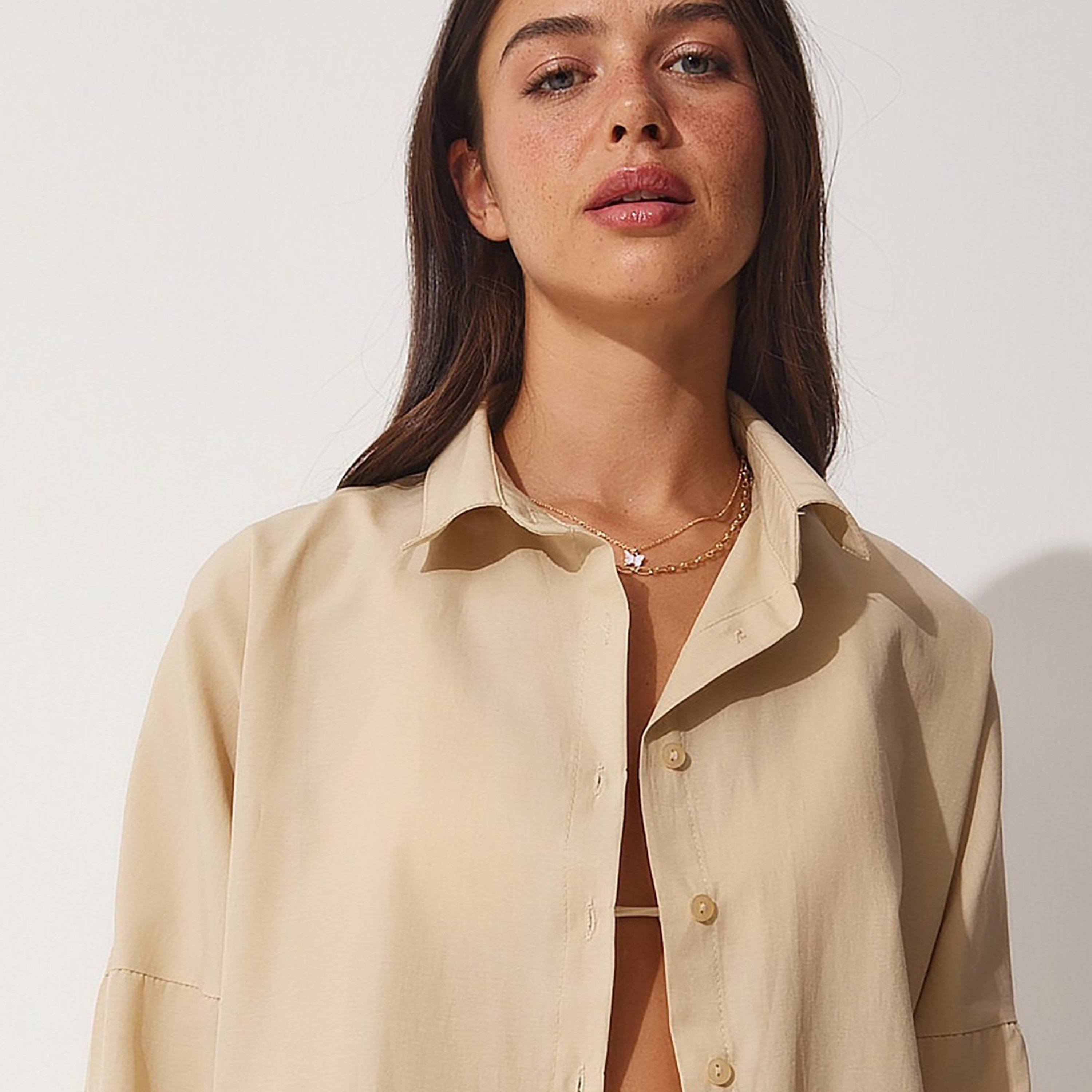 Happiness Istanbul Collared Dropped Sleeves Women's Shirt-women-clothing-shirtsandblouses-shirts-image-4