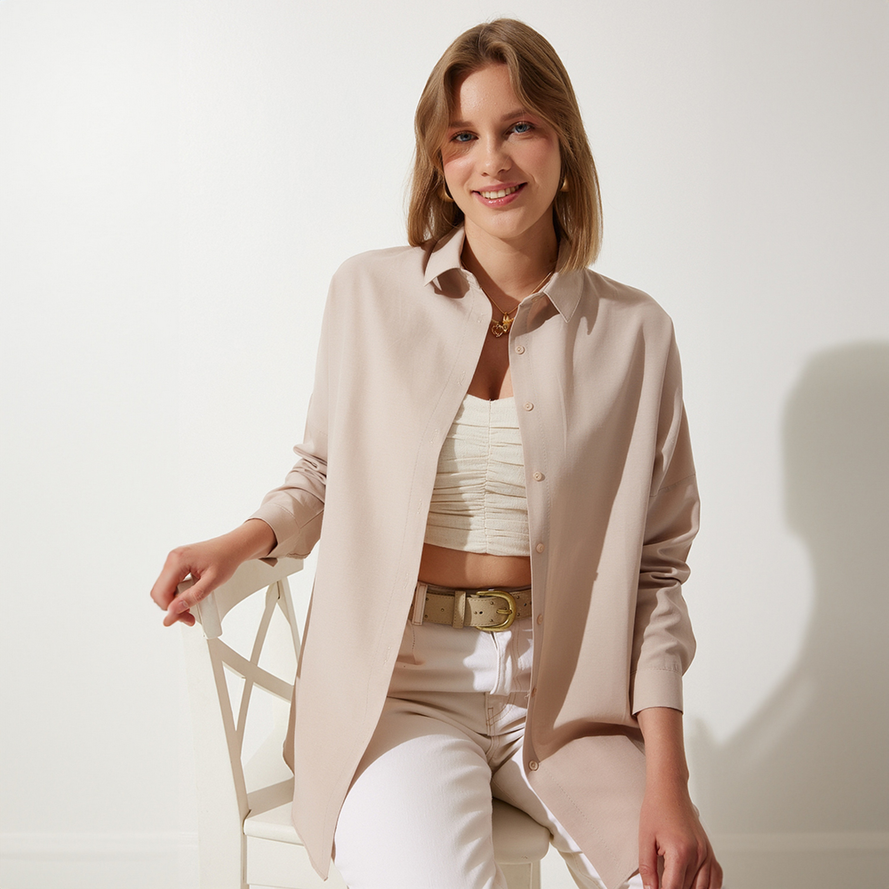 Happiness Istanbul Collared Dropped Sleeves Women's Shirt-women-clothing-shirtsandblouses-shirts-image-22