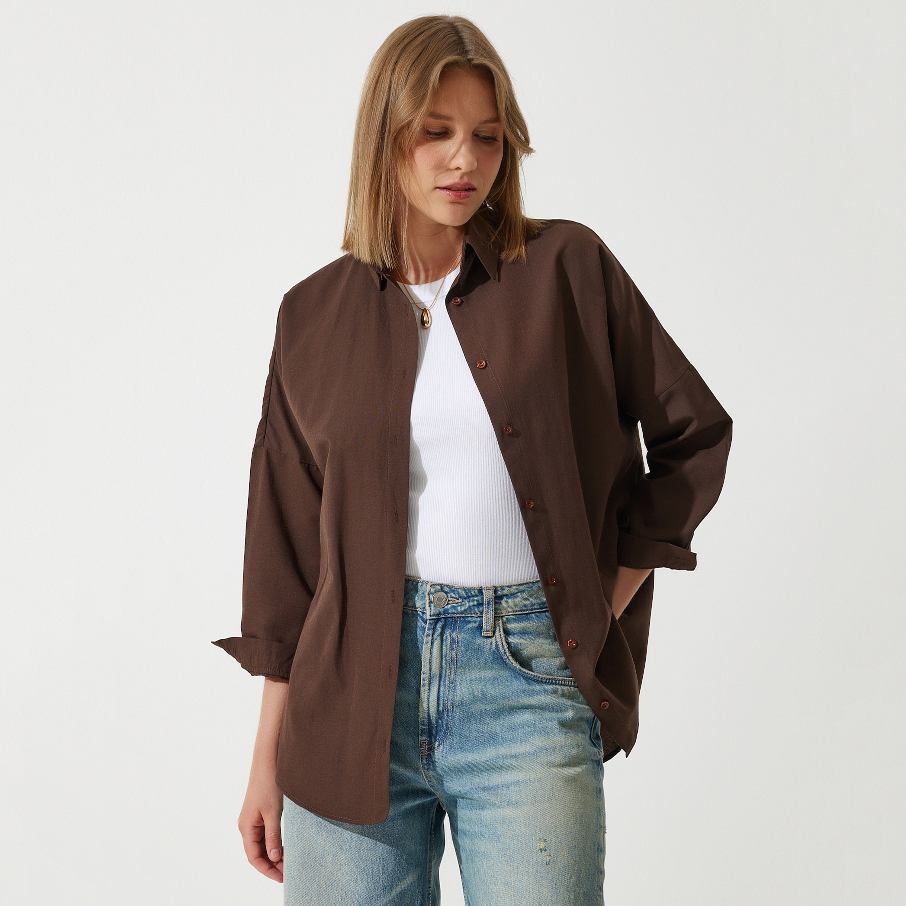 Happiness Istanbul Collared Dropped Sleeves Women's Shirt-women-clothing-shirtsandblouses-shirts-image-13