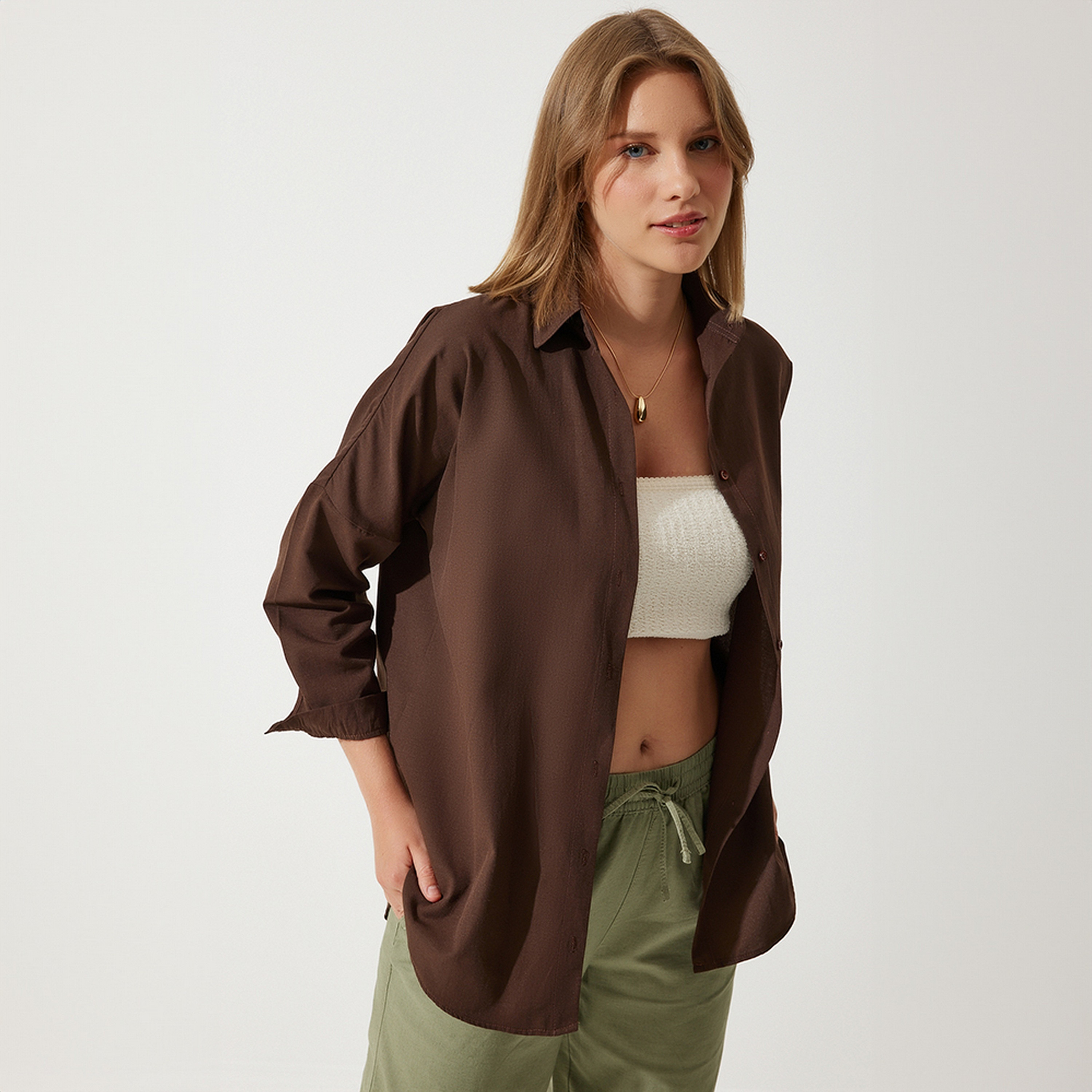 Happiness Istanbul Collared Dropped Sleeves Women's Shirt-women-clothing-shirtsandblouses-shirts-image-14