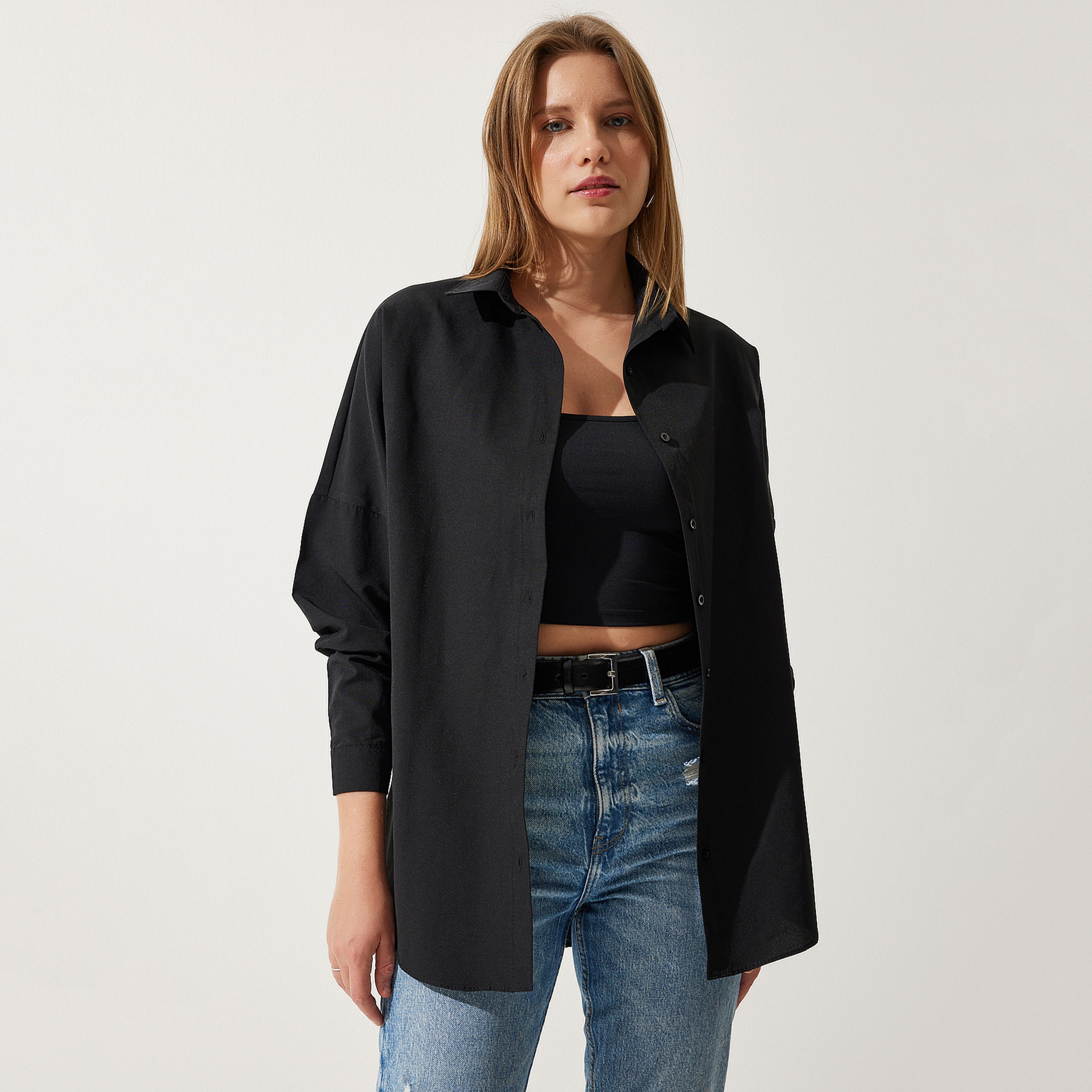 Happiness Istanbul Collared Dropped Sleeves Women's Shirt-women-clothing-shirtsandblouses-shirts-image-42
