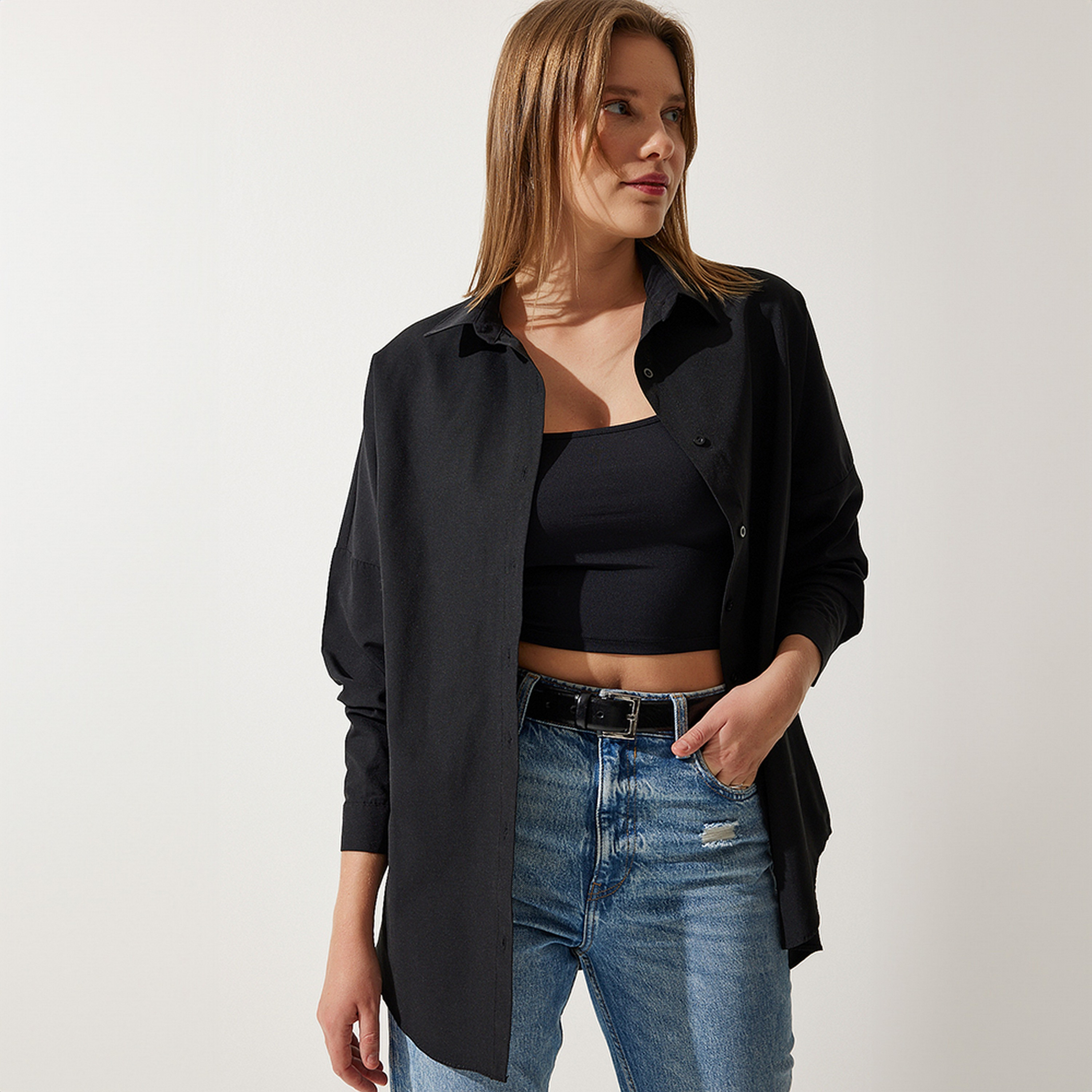 Happiness Istanbul Collared Dropped Sleeves Women's Shirt-women-clothing-shirtsandblouses-shirts-image-43