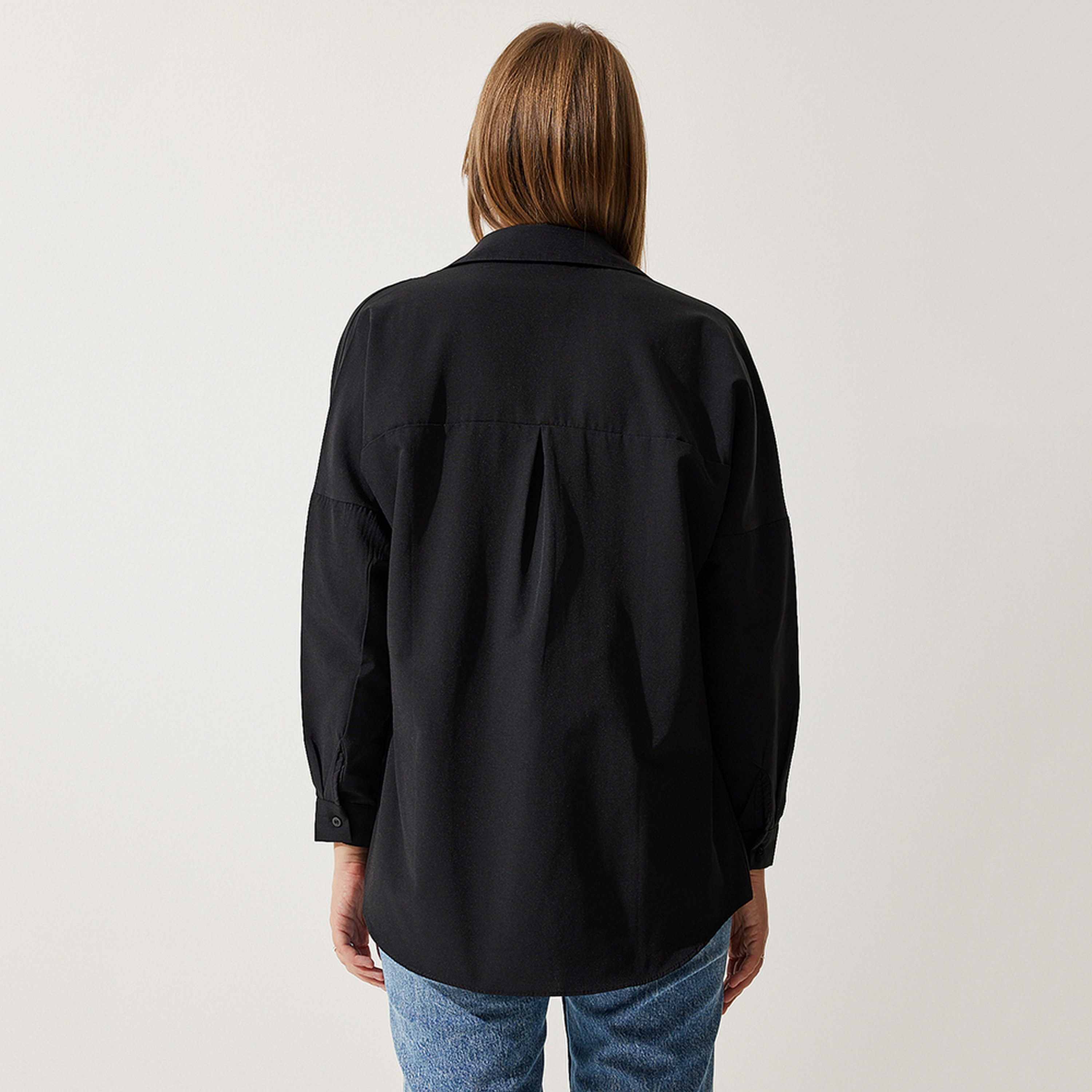 Happiness Istanbul Collared Dropped Sleeves Women's Shirt-women-clothing-shirtsandblouses-shirts-image-44