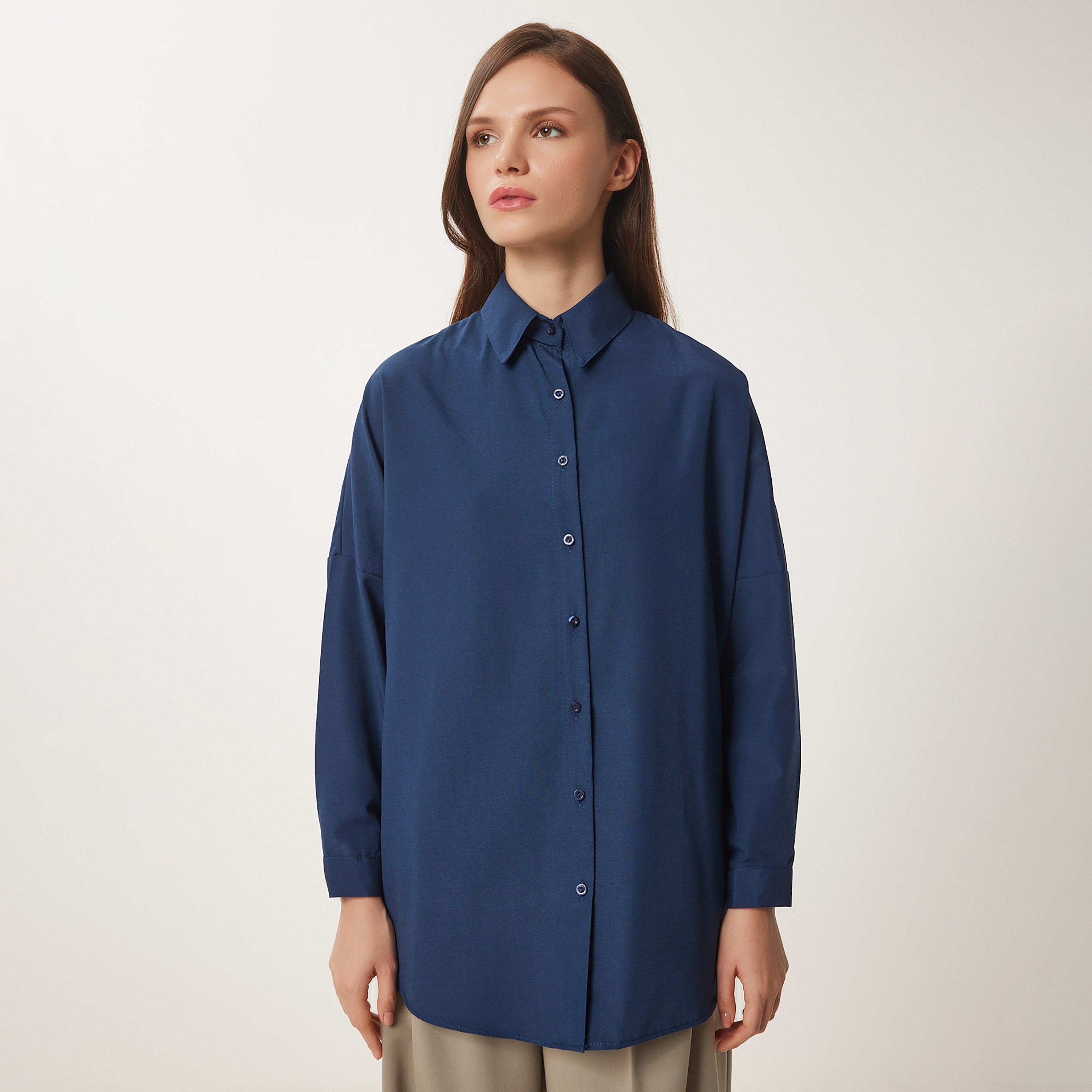 Happiness Istanbul Collared Dropped Sleeves Women's Shirt-women-clothing-shirtsandblouses-shirts-image-5