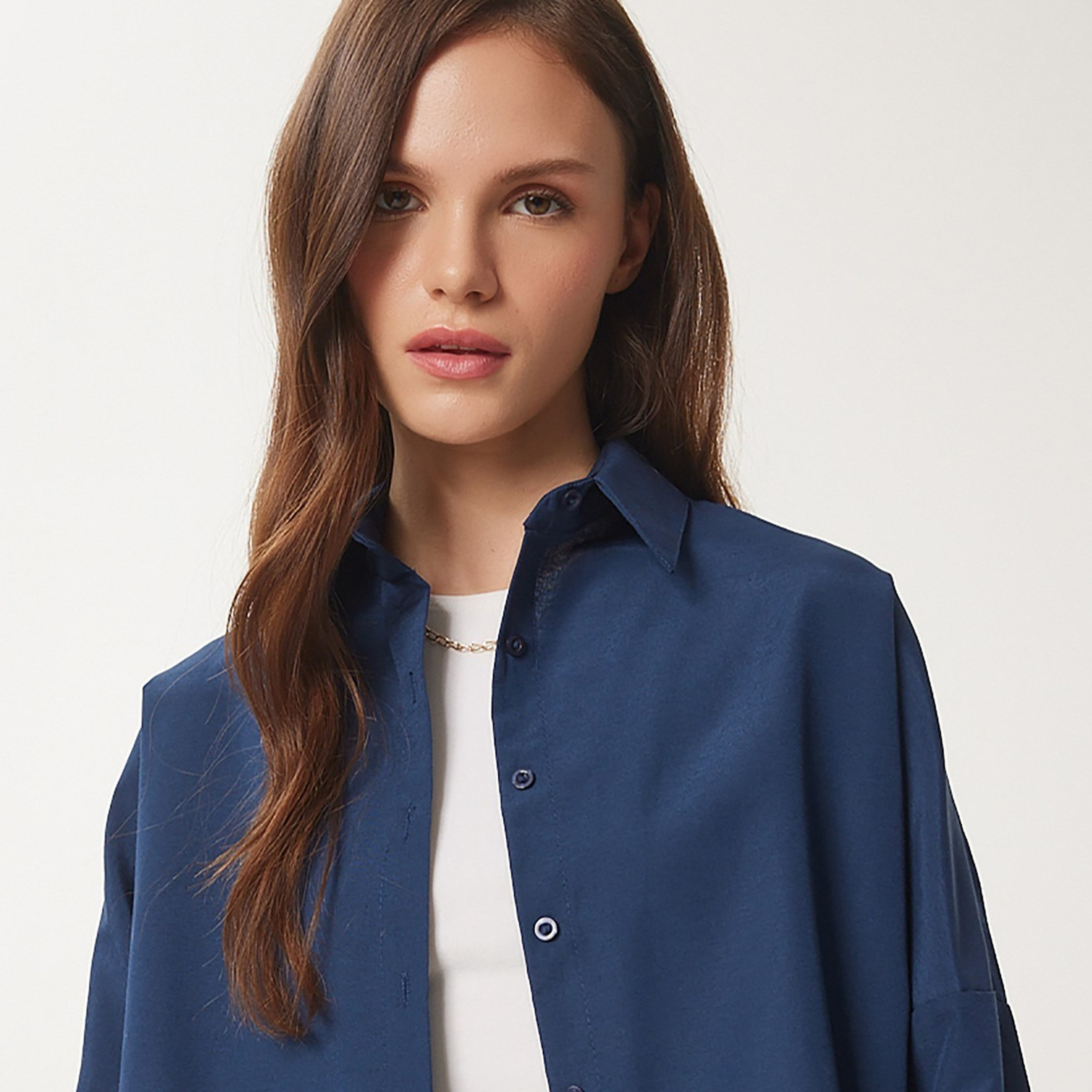 Happiness Istanbul Collared Dropped Sleeves Women's Shirt-women-clothing-shirtsandblouses-shirts-image-8