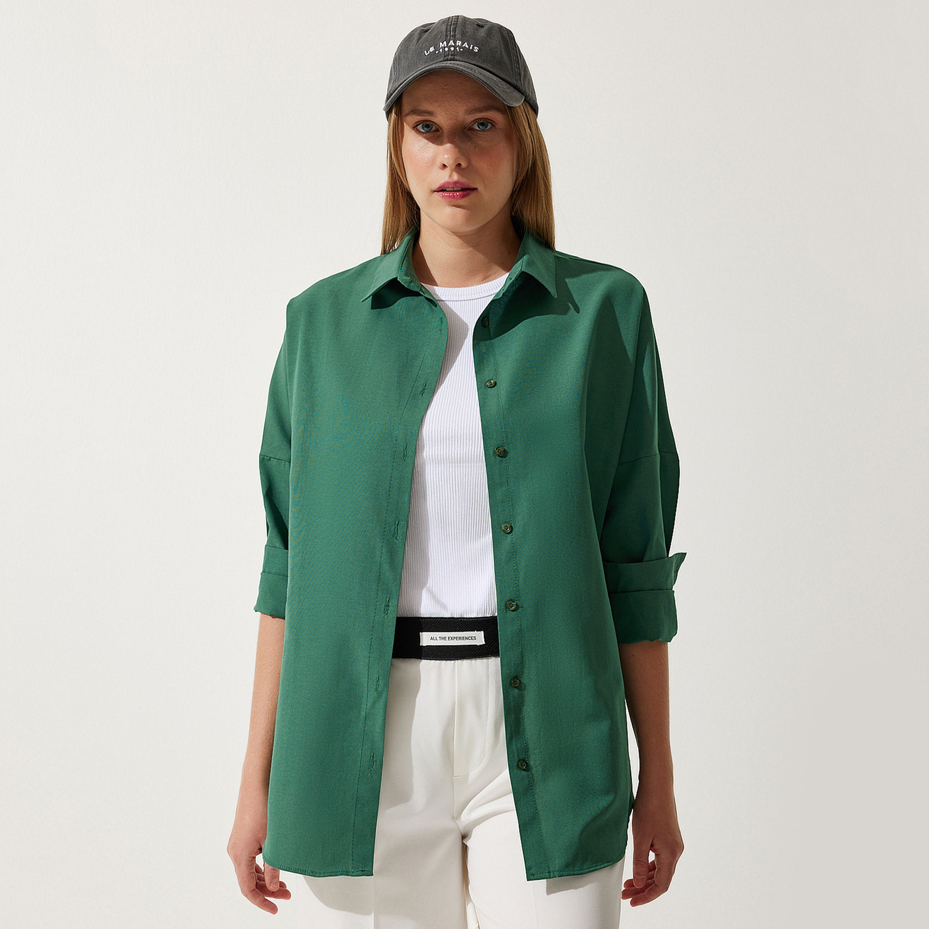 Happiness Istanbul Collared Dropped Sleeves Women's Shirt-women-clothing-shirtsandblouses-shirts-image-50