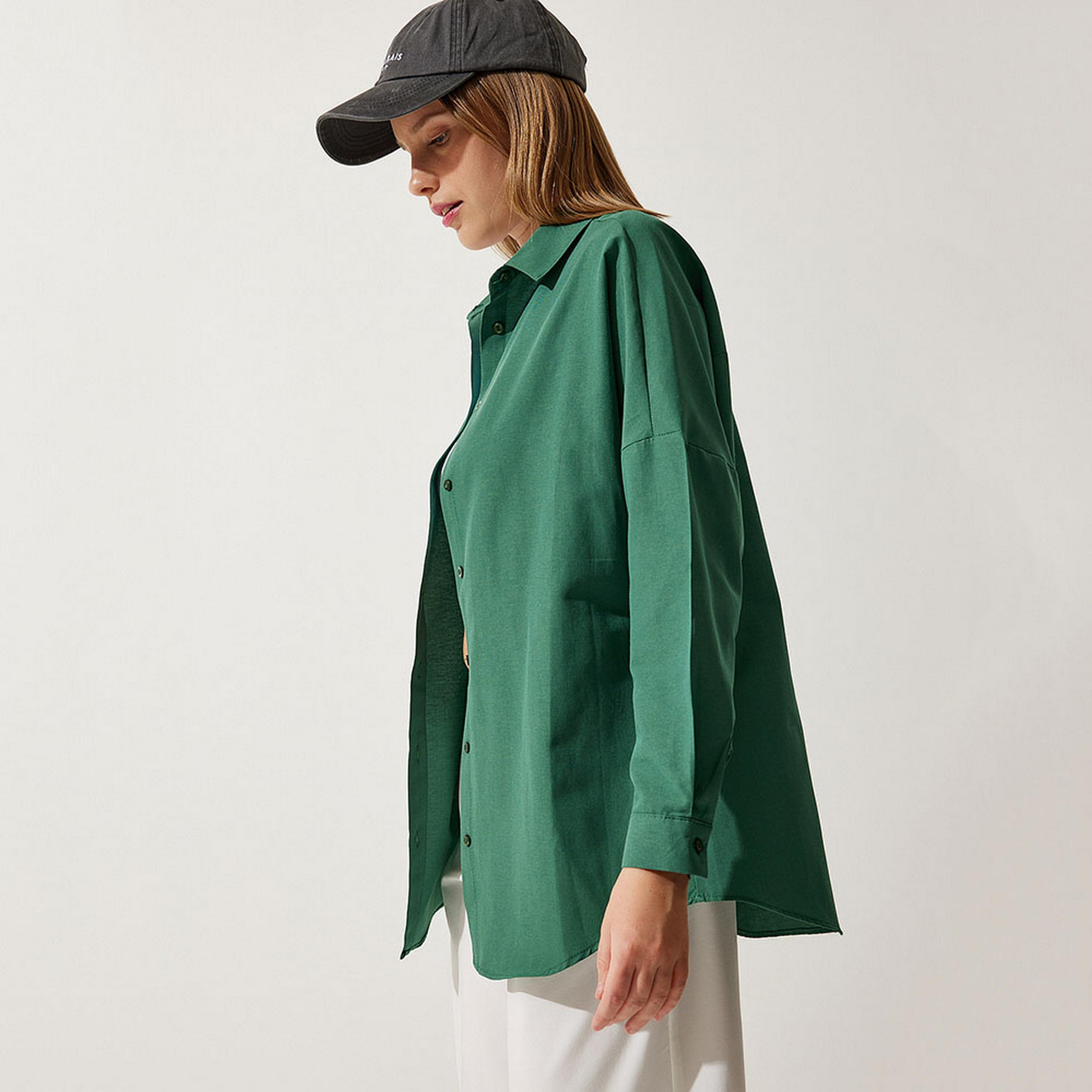 Happiness Istanbul Collared Dropped Sleeves Women's Shirt-women-clothing-shirtsandblouses-shirts-image-54
