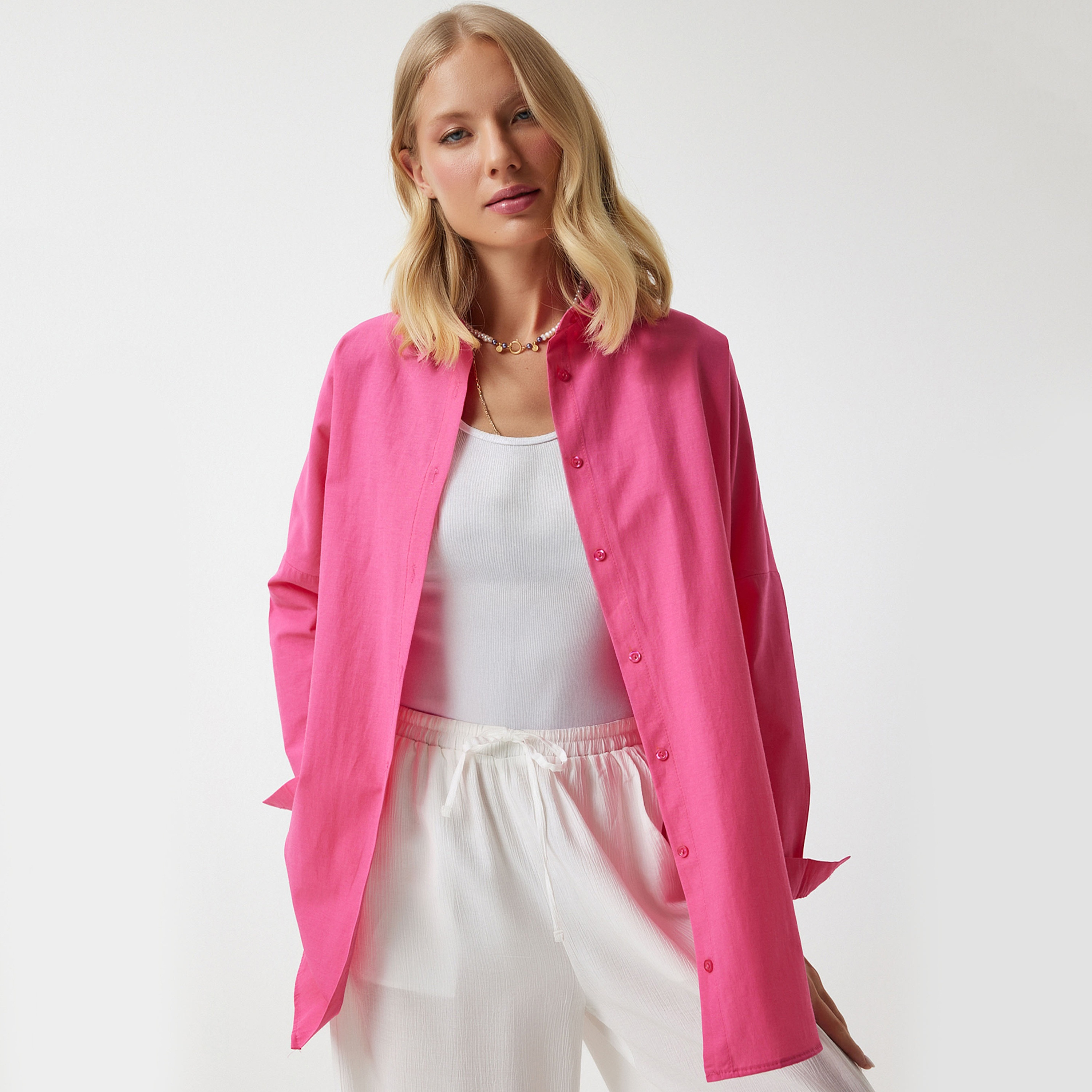 Happiness Istanbul Collared Dropped Sleeves Women's Shirt-women-clothing-shirtsandblouses-shirts-image-30