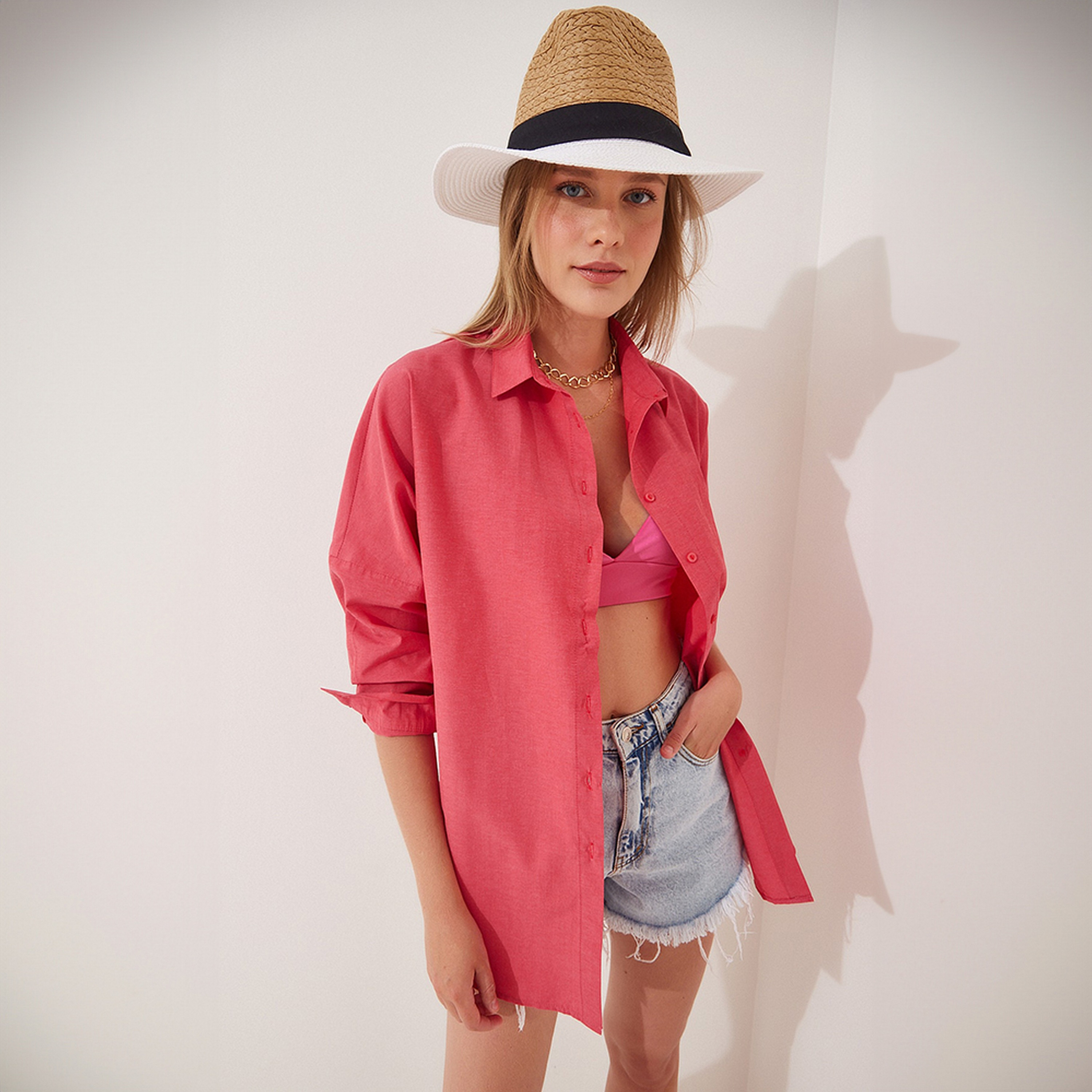 Happiness Istanbul Collared Dropped Sleeves Women's Shirt-women-clothing-shirtsandblouses-shirts-image-56