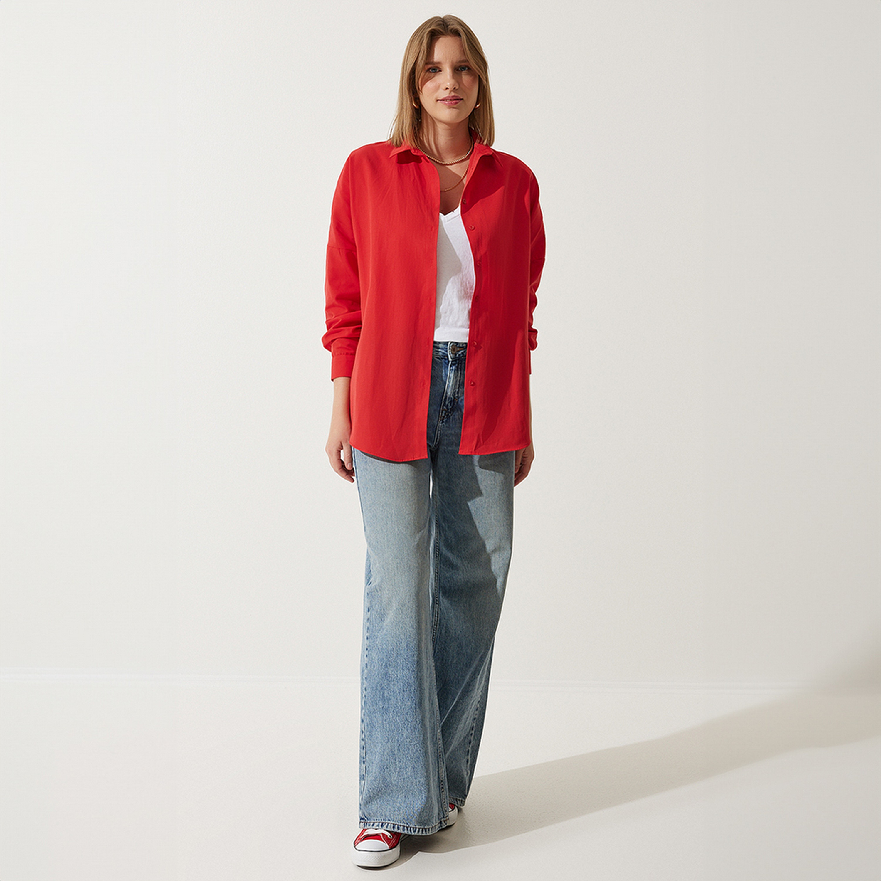 Happiness Istanbul Collared Dropped Sleeves Women's Shirt-women-clothing-shirtsandblouses-shirts-image-39