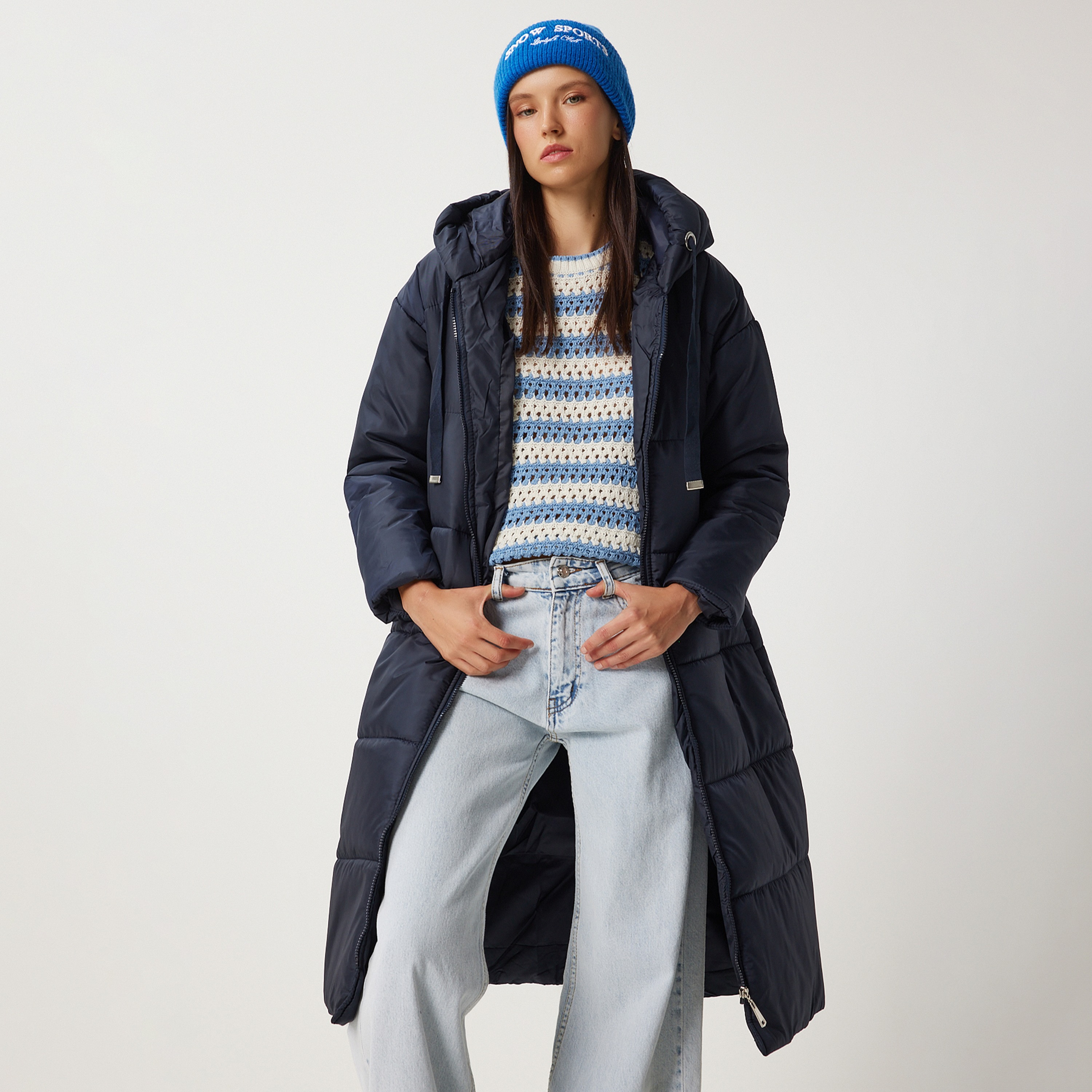 جاكيت نسائي بغطاء رأس بغطاء رأس كحلي من إسطنبول من Happiness-women-winterwear-hoodiesandsweatshirts-hoodies-image-1