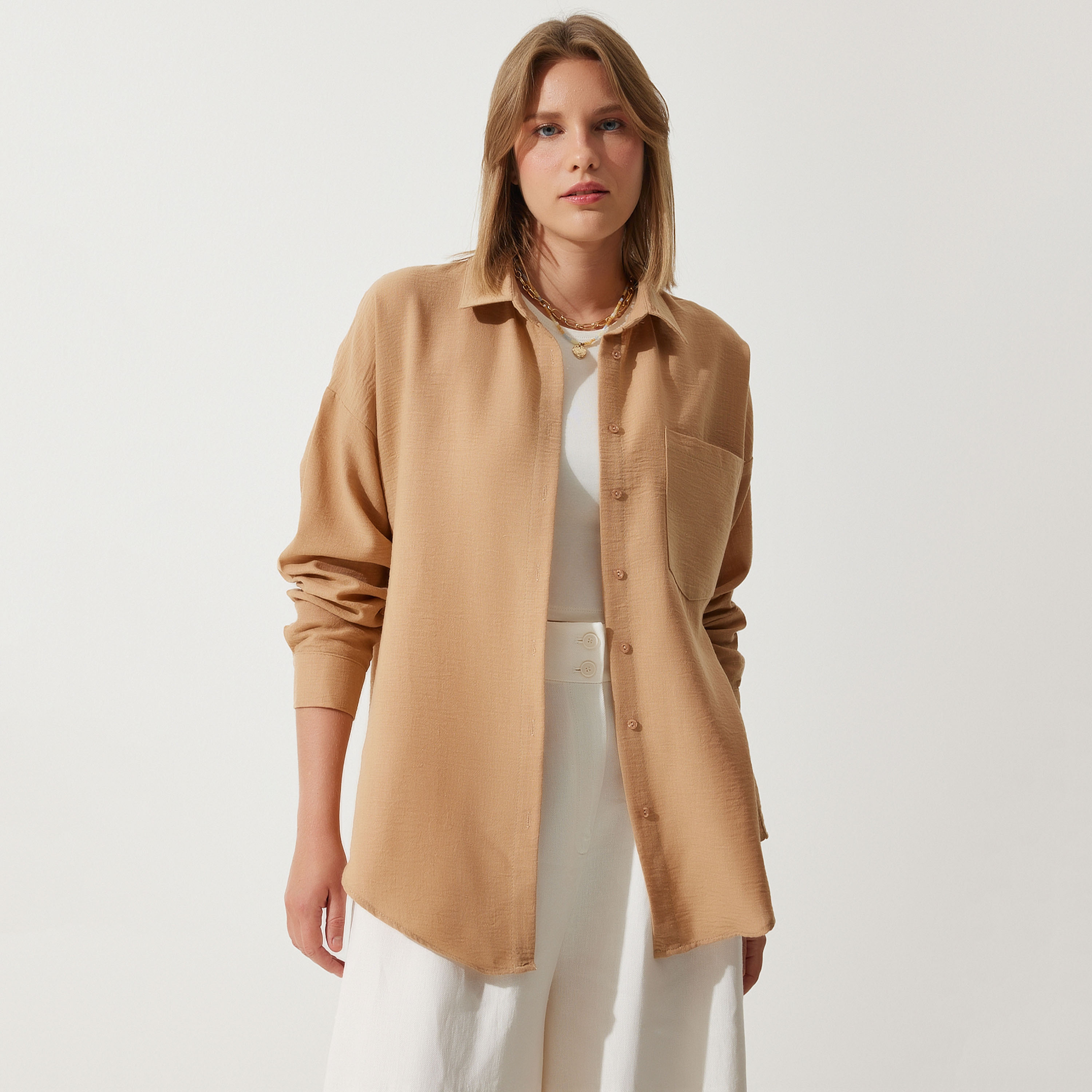 السعادة إسطنبول الكتان بياقة أكمام منخفضة قميص نسائي-women-clothing-shirtsandblouses-shirts-image-13