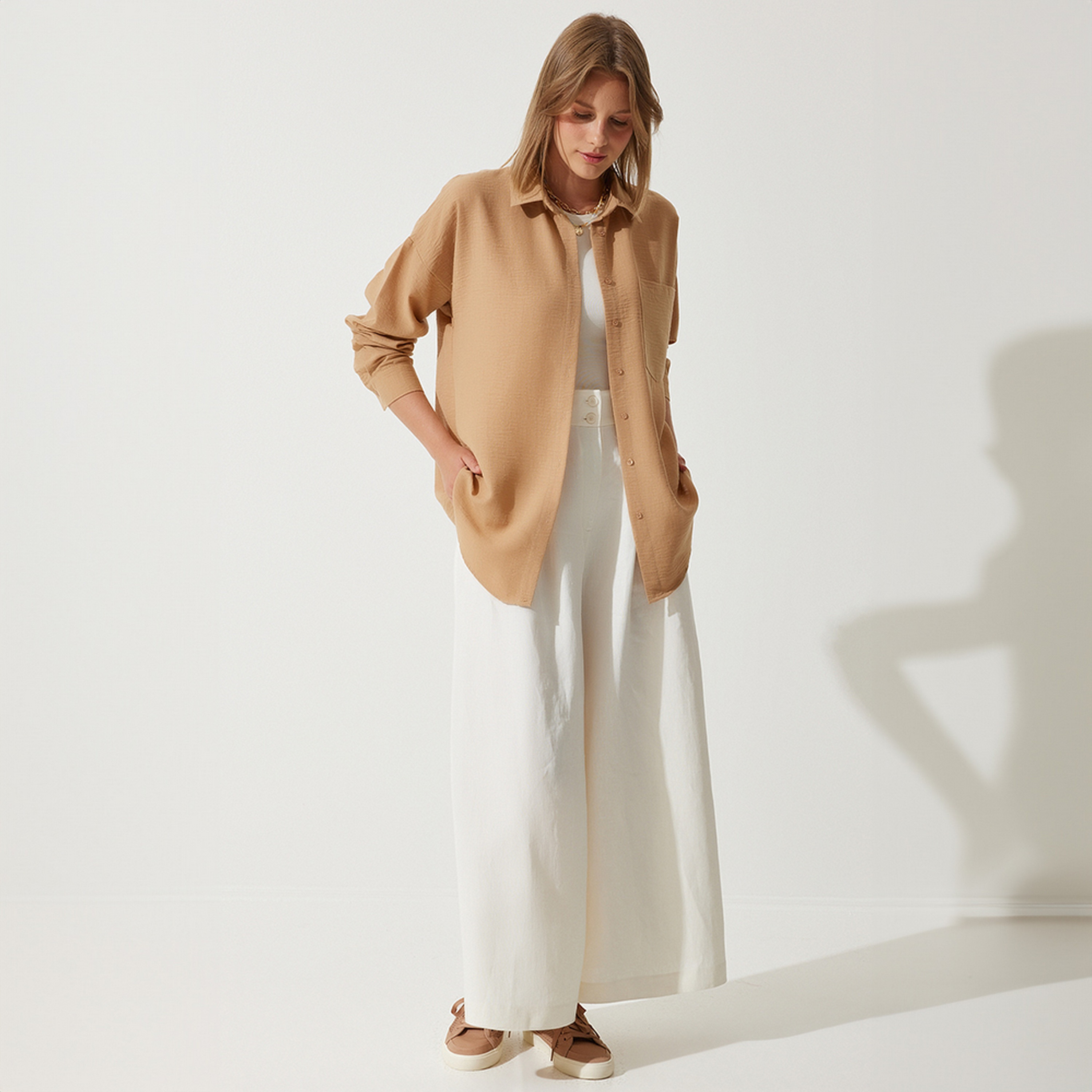 السعادة إسطنبول الكتان بياقة أكمام منخفضة قميص نسائي-women-clothing-shirtsandblouses-shirts-image-14