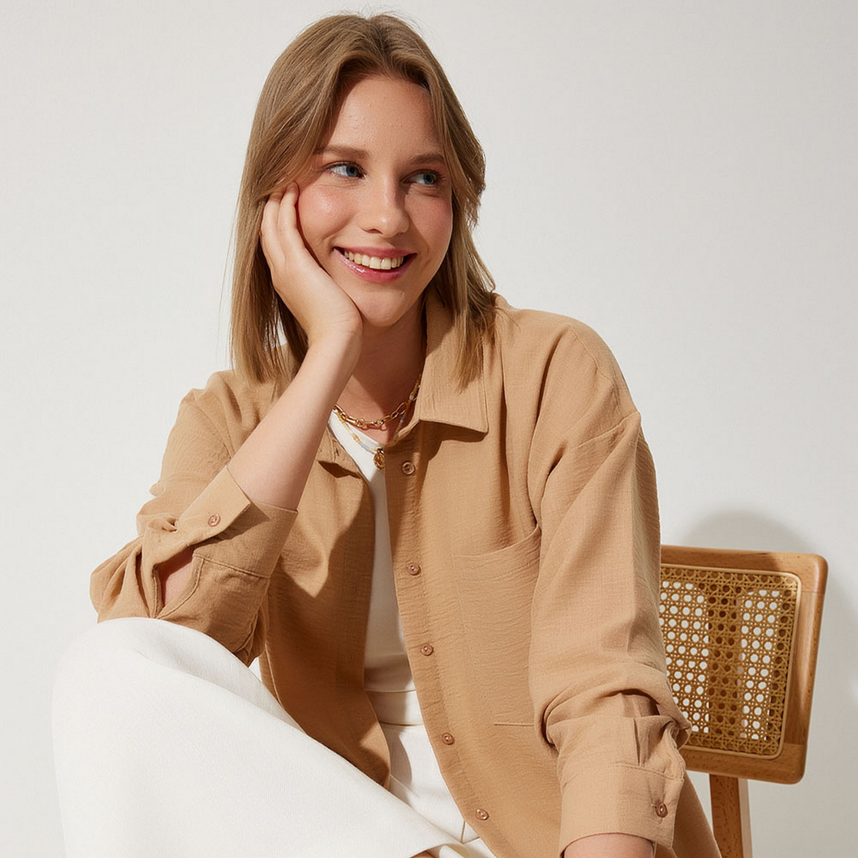 السعادة إسطنبول الكتان بياقة أكمام منخفضة قميص نسائي-women-clothing-shirtsandblouses-shirts-image-17