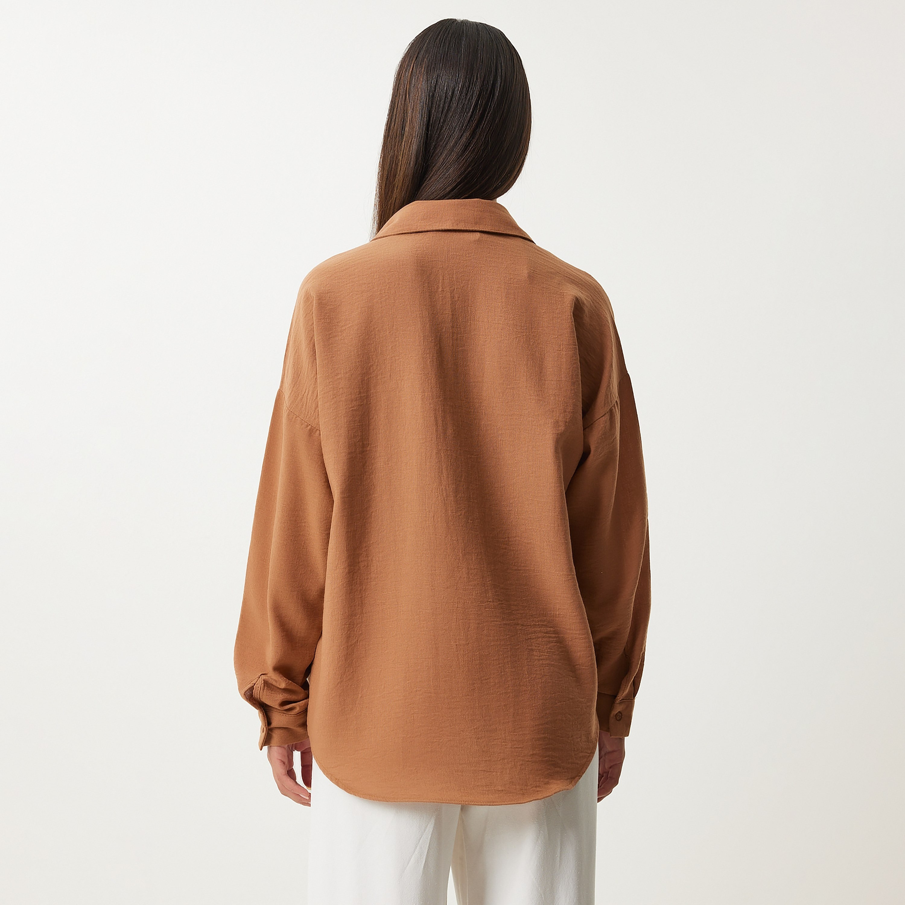 السعادة إسطنبول الكتان بياقة أكمام منخفضة قميص نسائي-women-clothing-shirtsandblouses-shirts-image-3