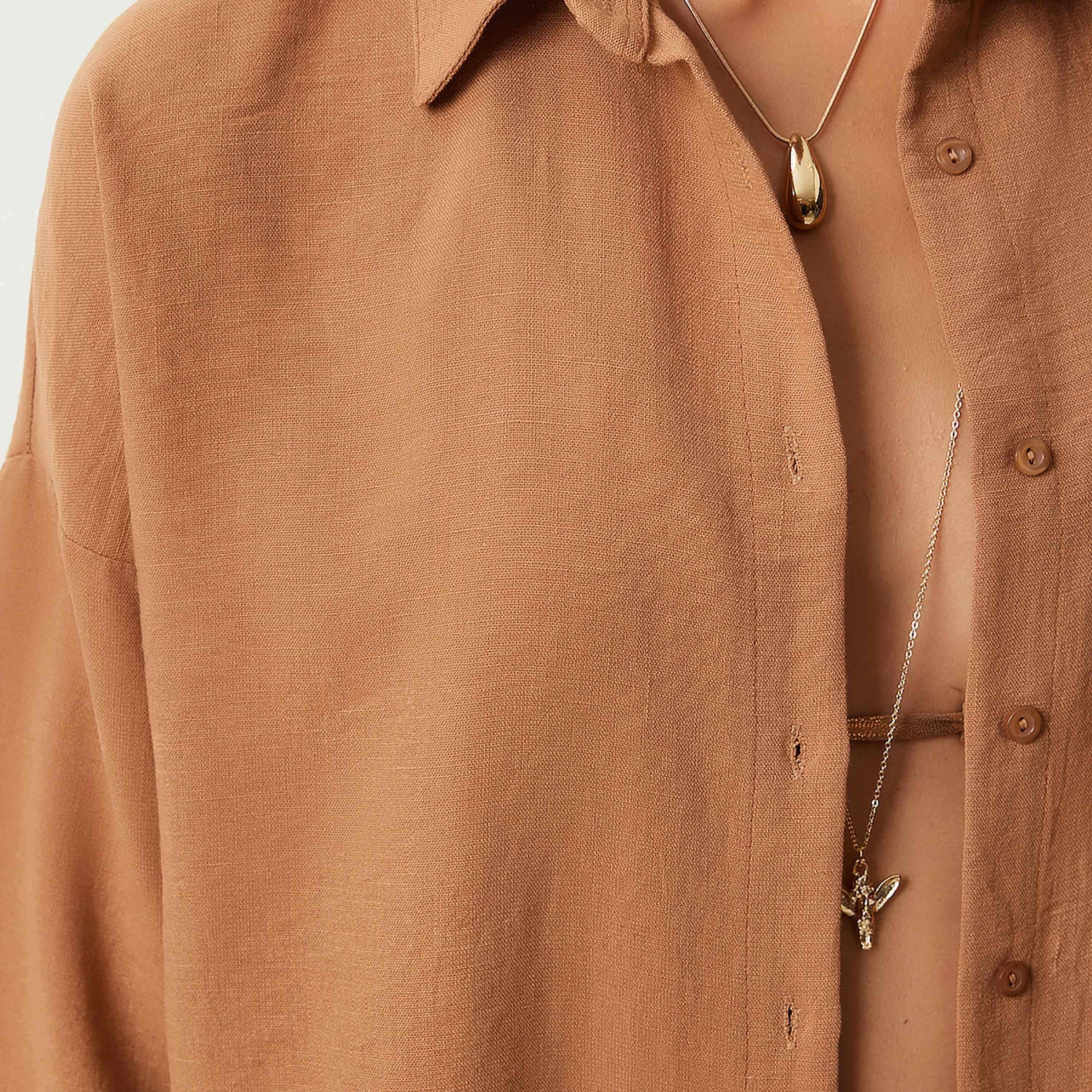 السعادة إسطنبول الكتان بياقة أكمام منخفضة قميص نسائي-women-clothing-shirtsandblouses-shirts-image-4