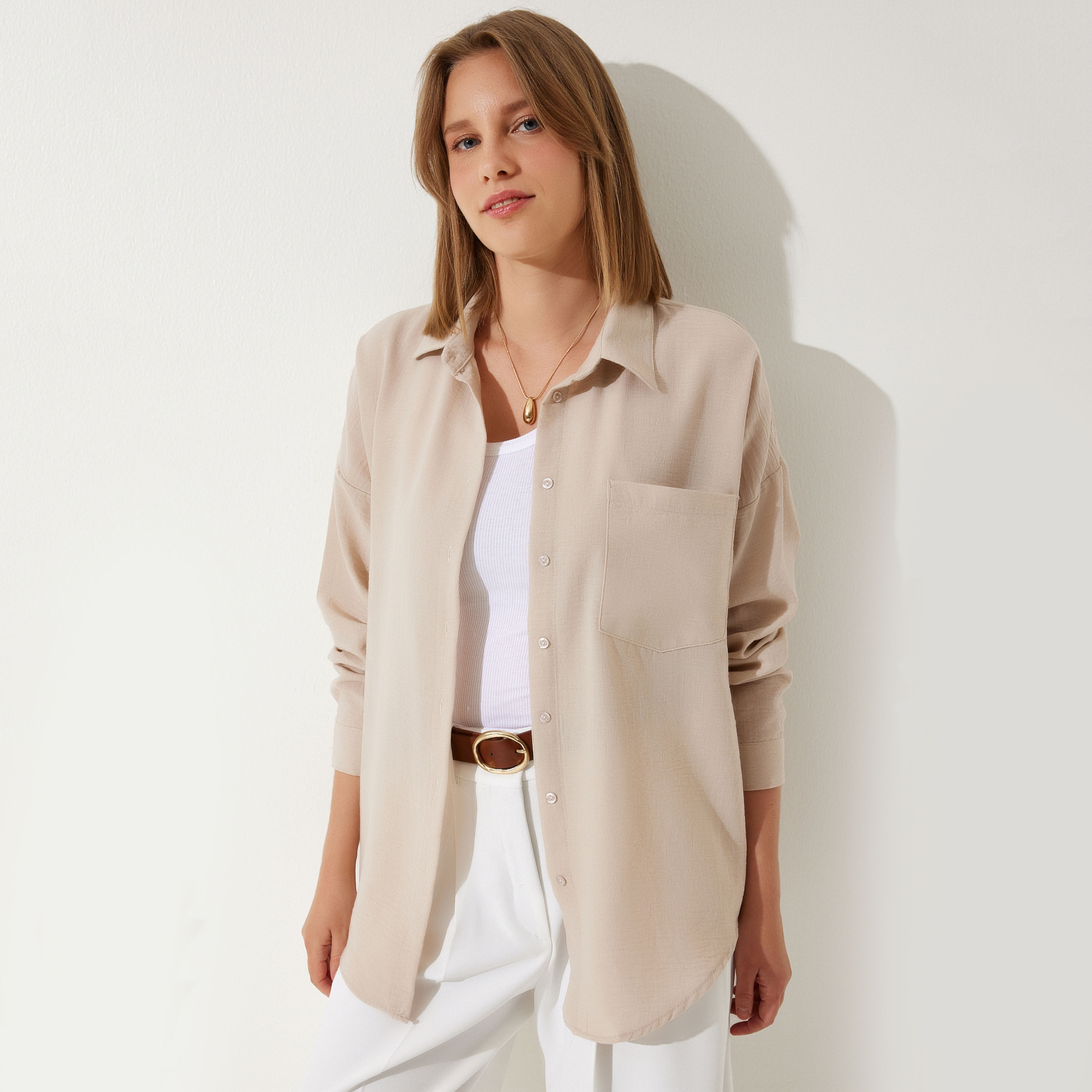 السعادة إسطنبول الكتان بياقة أكمام منخفضة قميص نسائي-women-clothing-shirtsandblouses-shirts-image-10