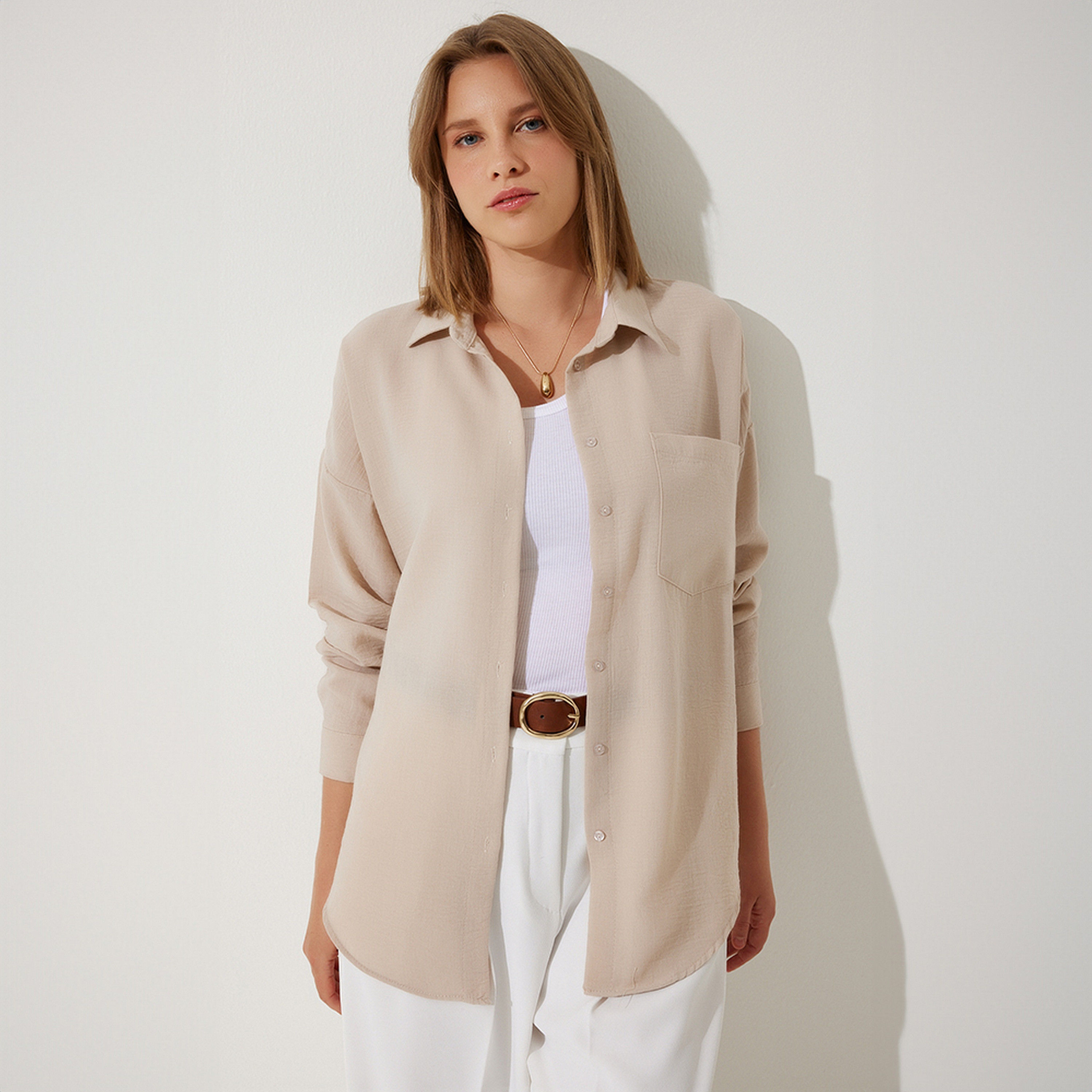 السعادة إسطنبول الكتان بياقة أكمام منخفضة قميص نسائي-women-clothing-shirtsandblouses-shirts-image-11