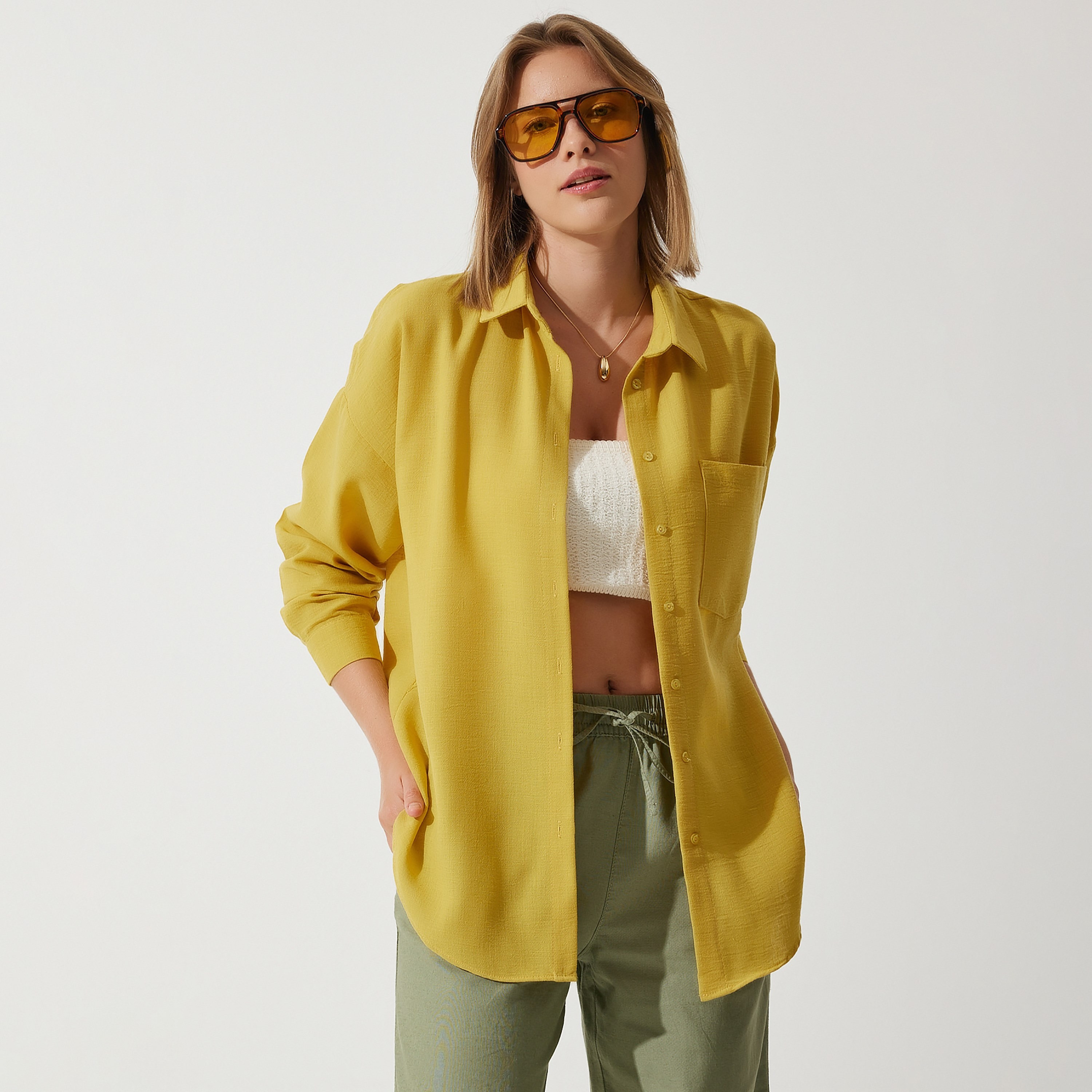 السعادة إسطنبول الكتان بياقة أكمام منخفضة قميص نسائي-women-clothing-shirtsandblouses-shirts-image-6