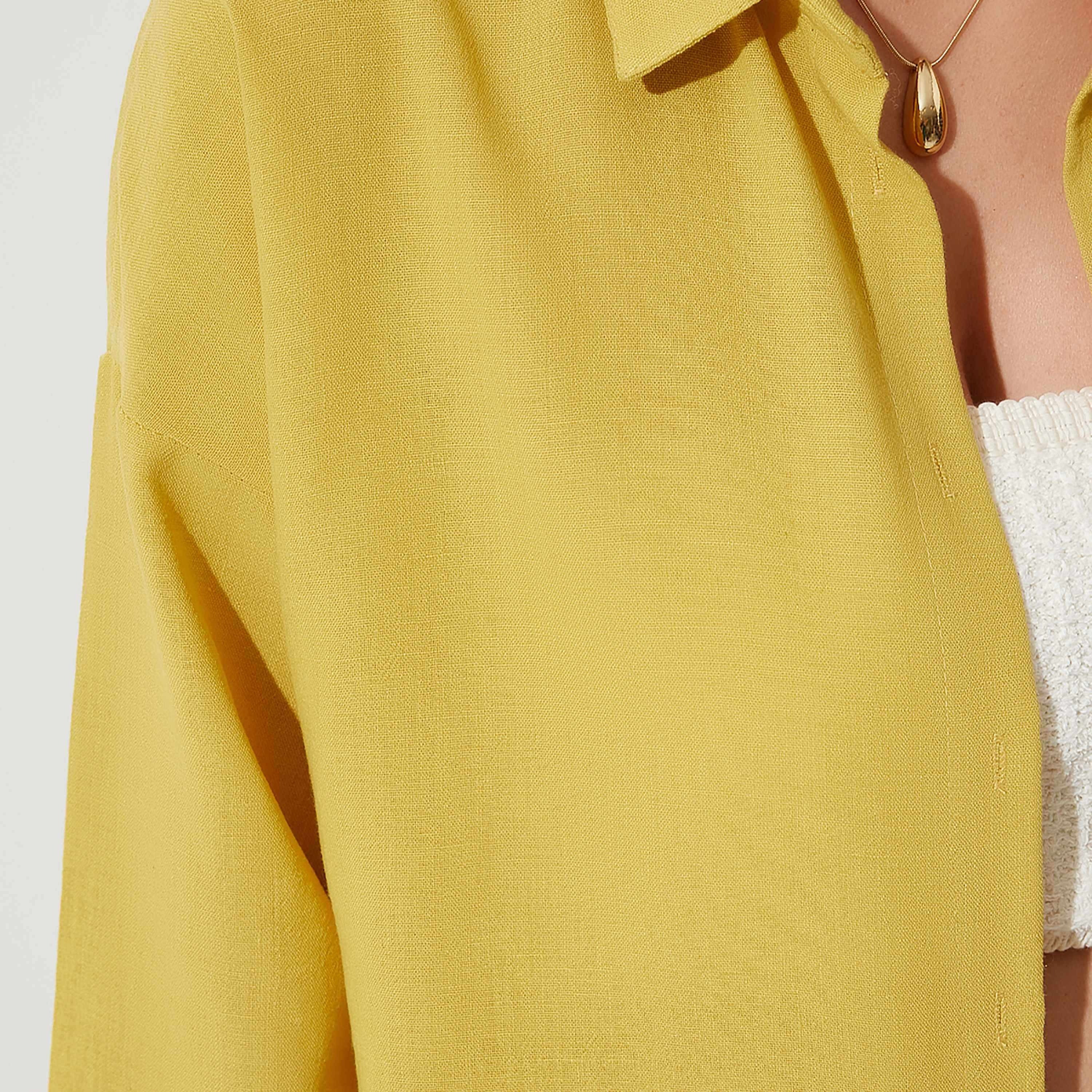 السعادة إسطنبول الكتان بياقة أكمام منخفضة قميص نسائي-women-clothing-shirtsandblouses-shirts-image-8