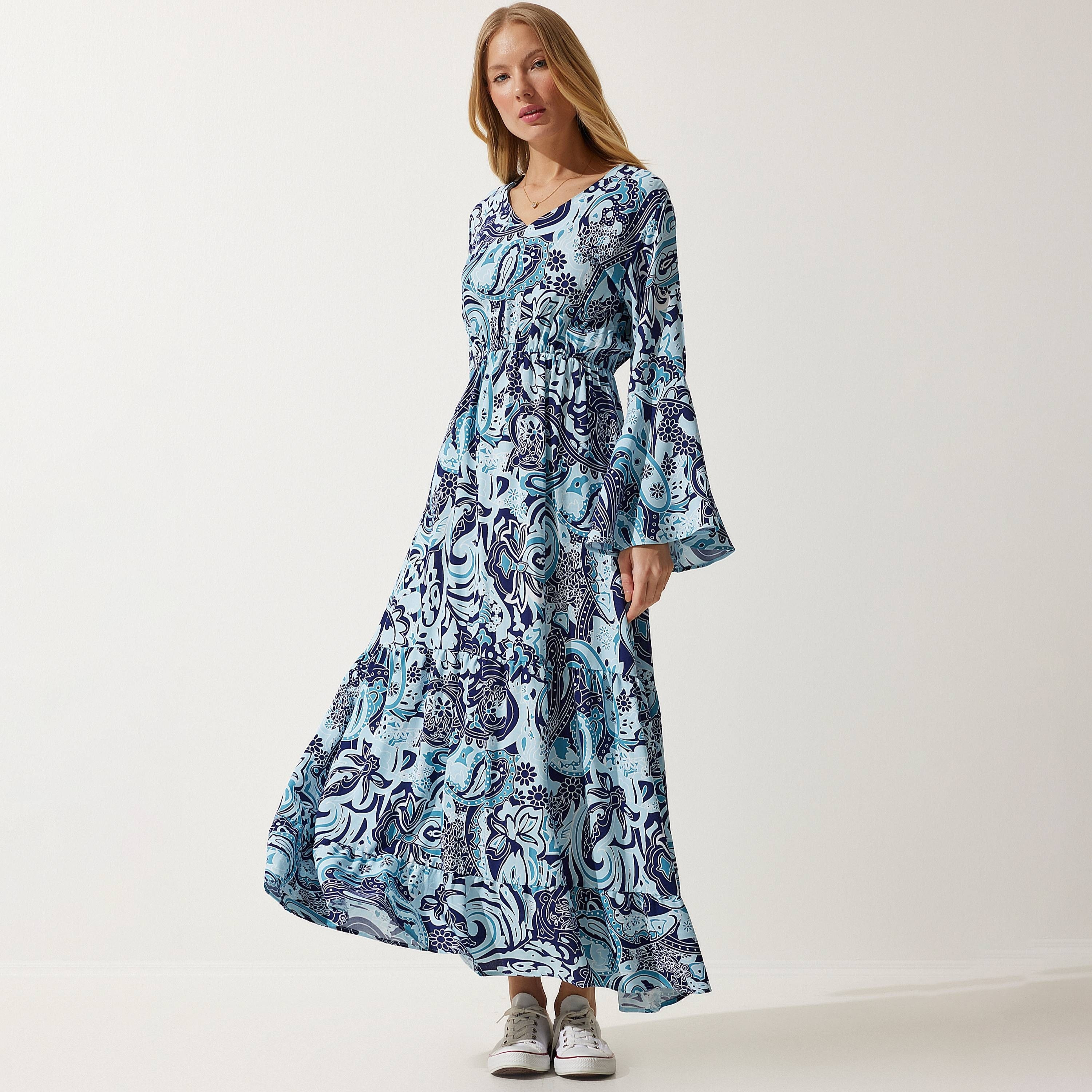 فستان ماكسي نسائي بأكمام جرس زهرية من إسطنبول من إسطنبول-women-clothing-dresses-image-1