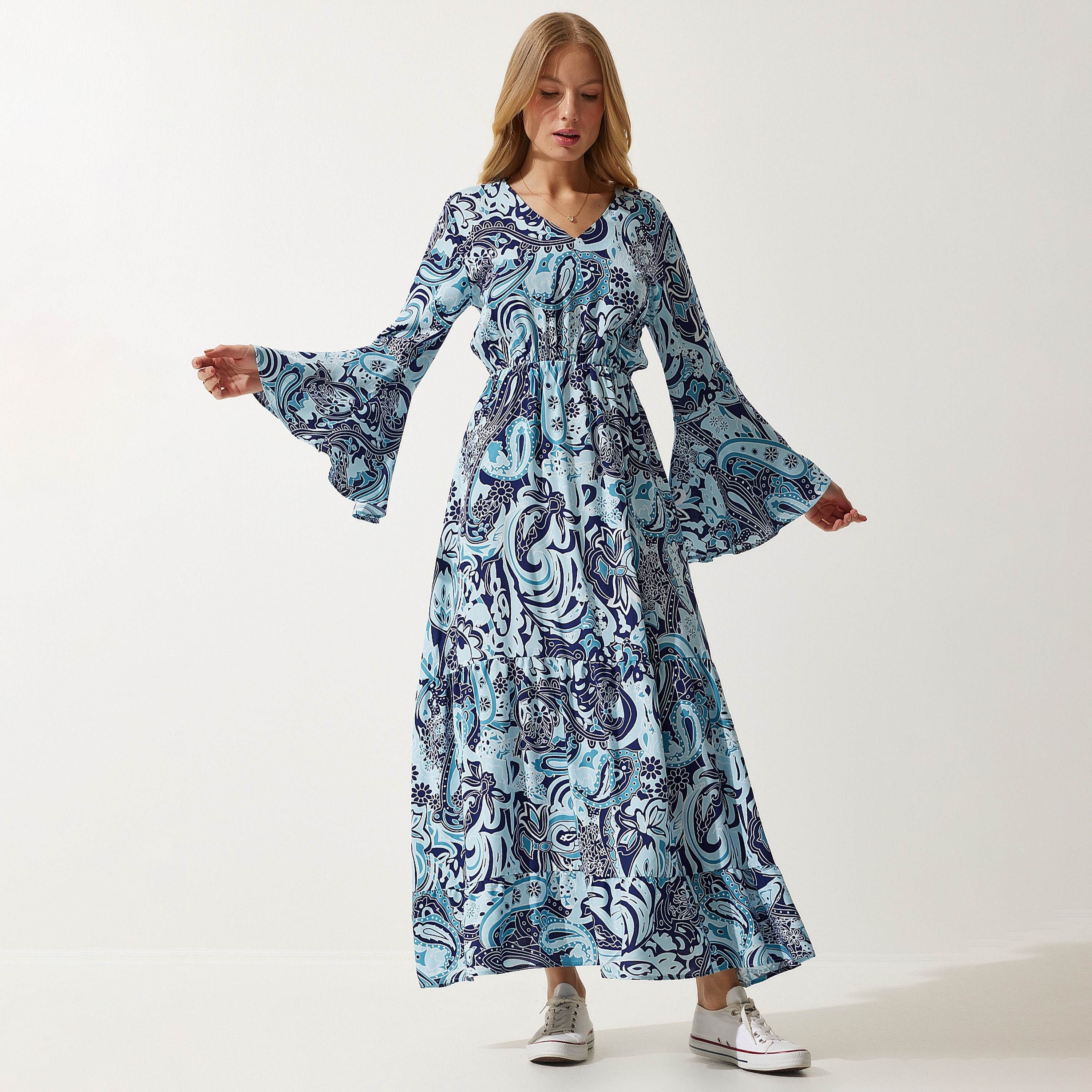 فستان ماكسي نسائي بأكمام جرس زهرية من إسطنبول من إسطنبول-women-clothing-dresses-image-2