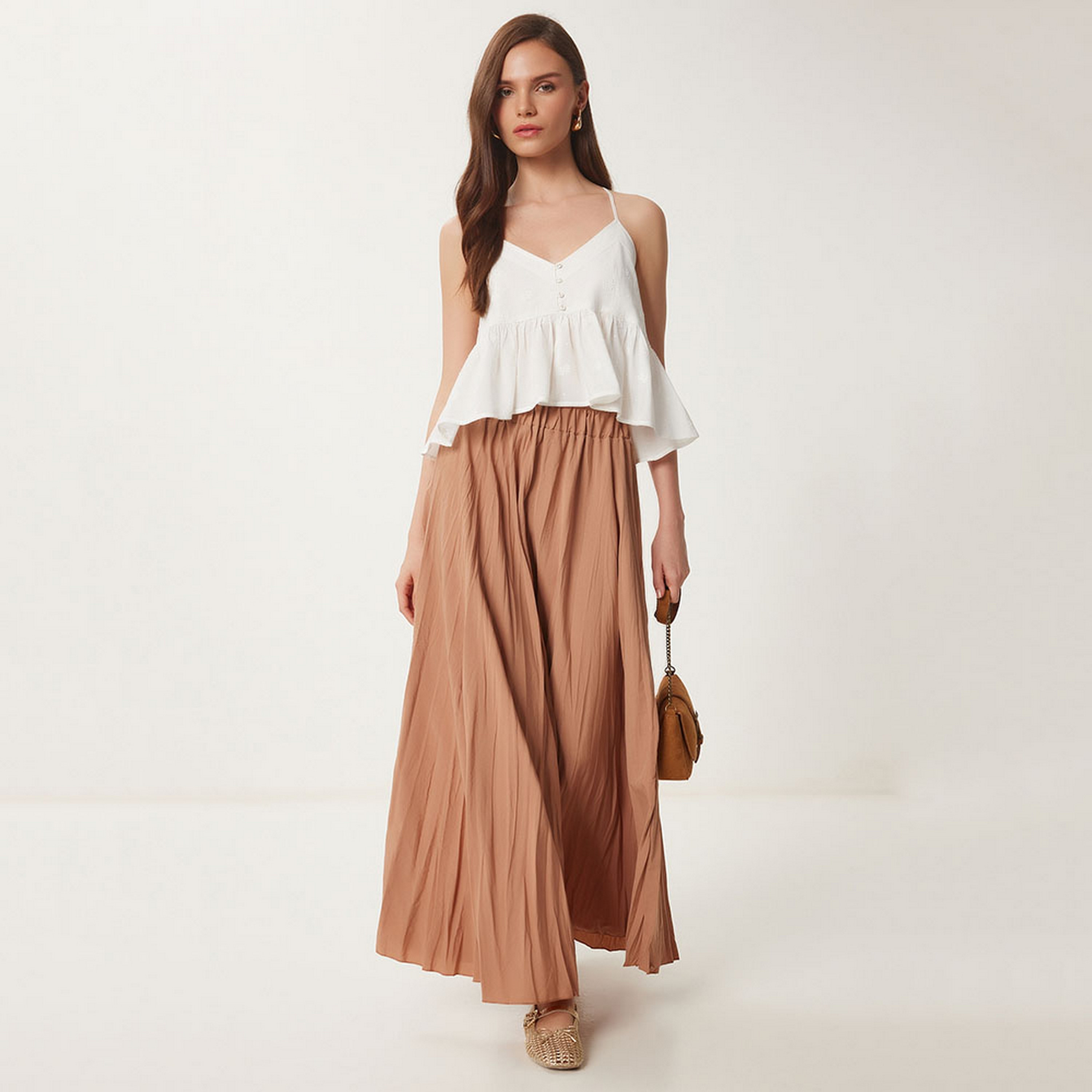 تنورة ماكسي نسائية واسعة متجعدة من سعادة إسطنبول-women-clothing-bottoms-skirts-image-2