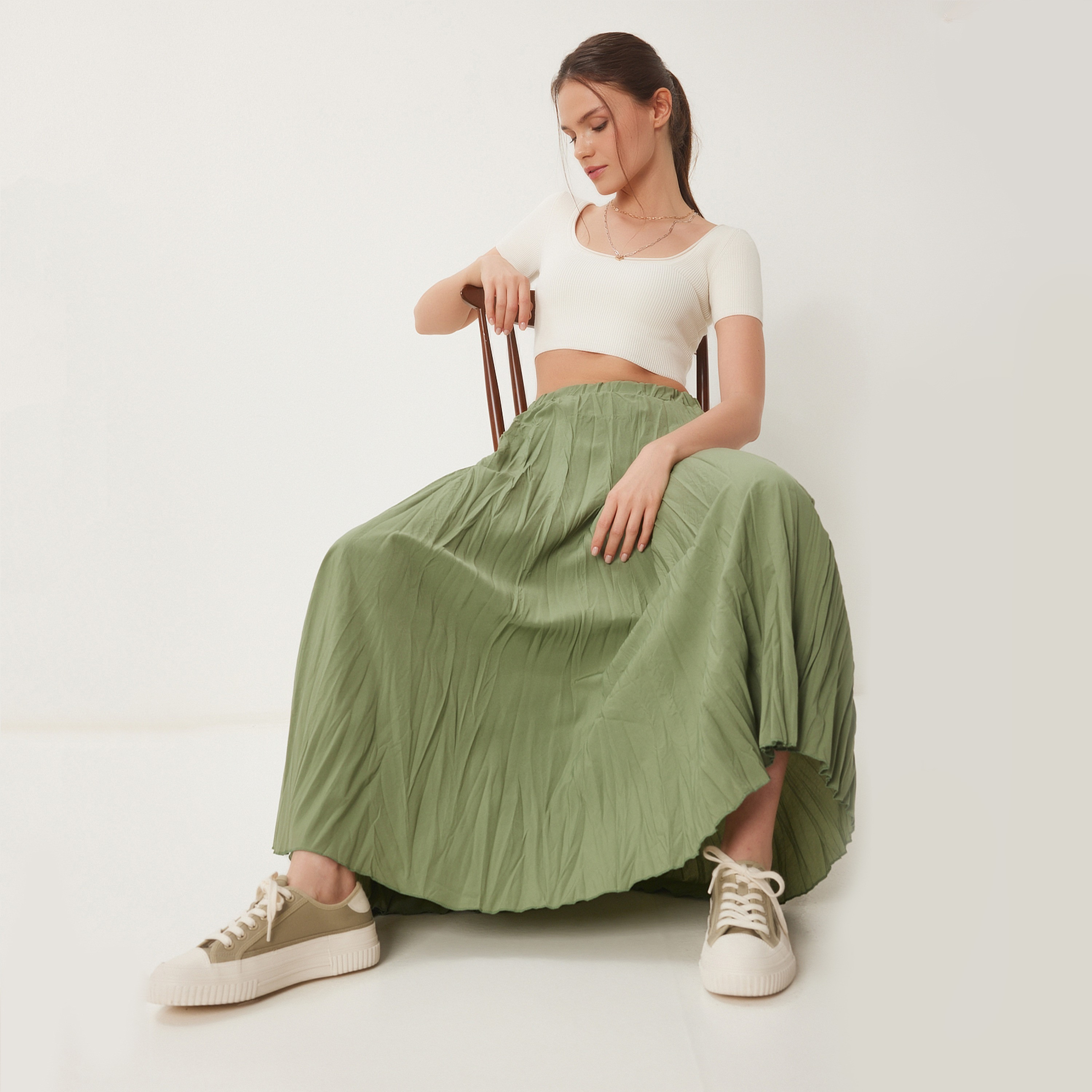 تنورة ماكسي نسائية واسعة متجعدة من سعادة إسطنبول-women-clothing-bottoms-skirts-image-6