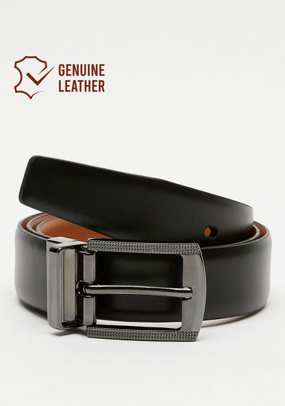 Duchini Solid Waist Belt with Pin Buckle Closure-Men%27s Belts-image-0