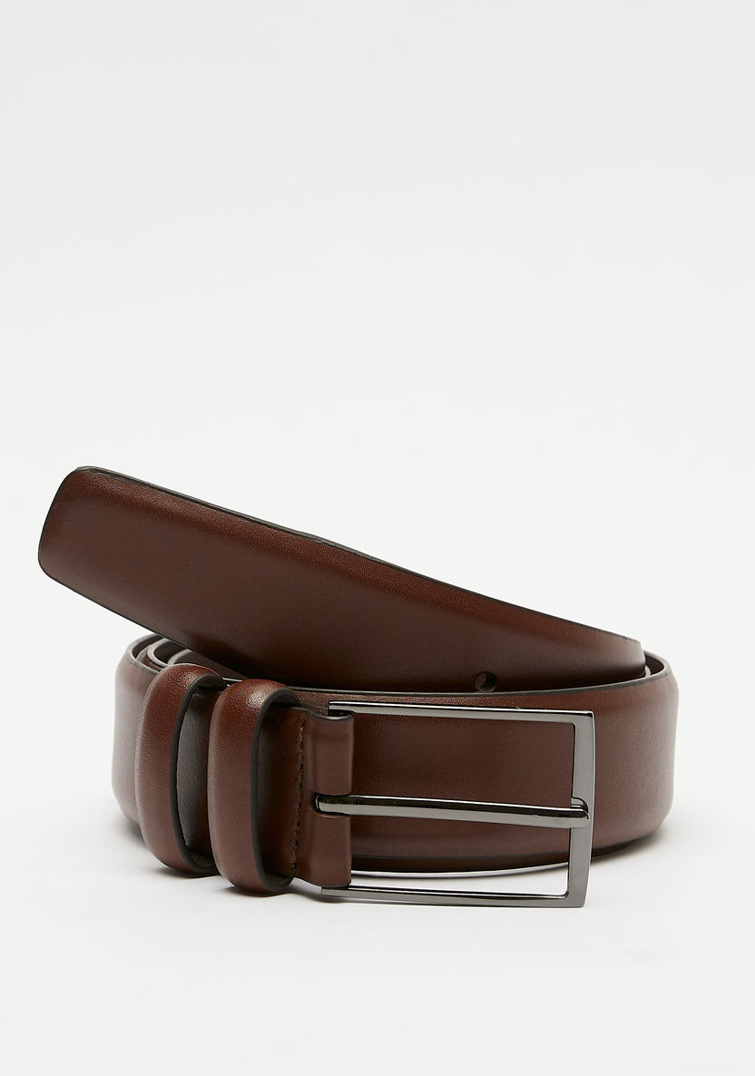 Duchini Solid Waist Belt with Pin Buckle Closure-Men%27s Belts-image-0