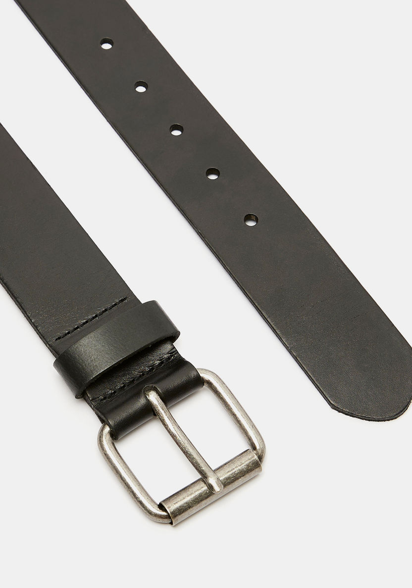 Lee Cooper Solid Waist Belt with Pin Buckle Closure-Men%27s Belts-image-1