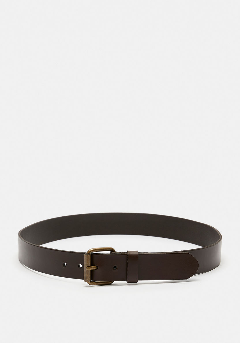 Lee Cooper Solid Waist Belt with Pin Buckle Closure-Men%27s Belts-image-2