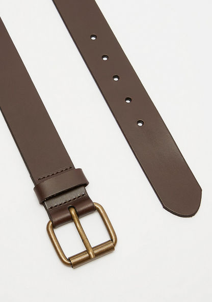 Lee Cooper Solid Waist Belt with Pin Buckle Closure-Men%27s Belts-image-3