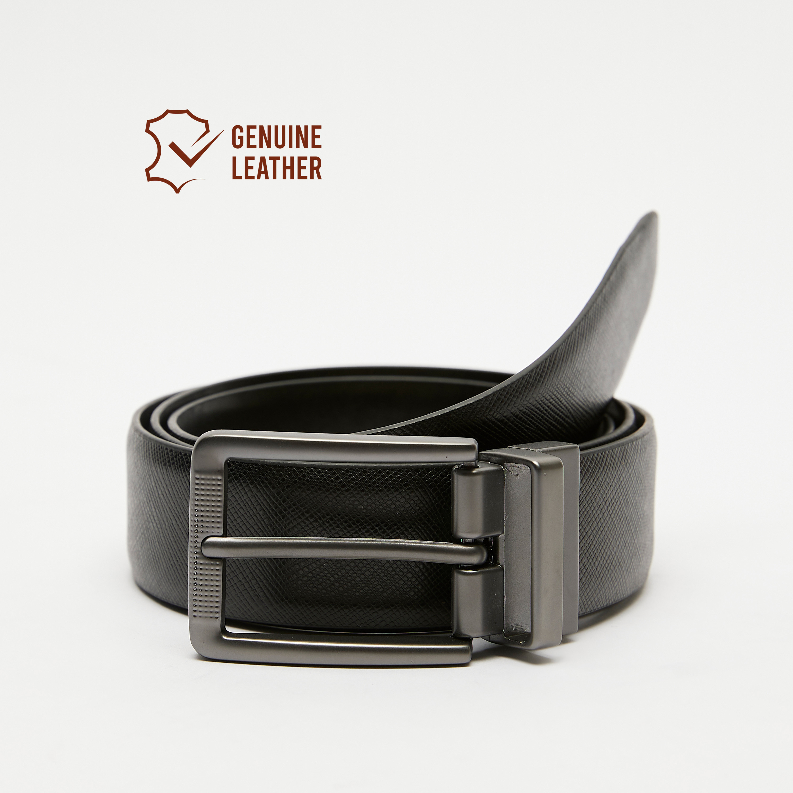حزام خصر بارز الملمس بإبزيم بدبوس للإغلاق من دوتشيني-men-beltsandwallets-belts-image-1