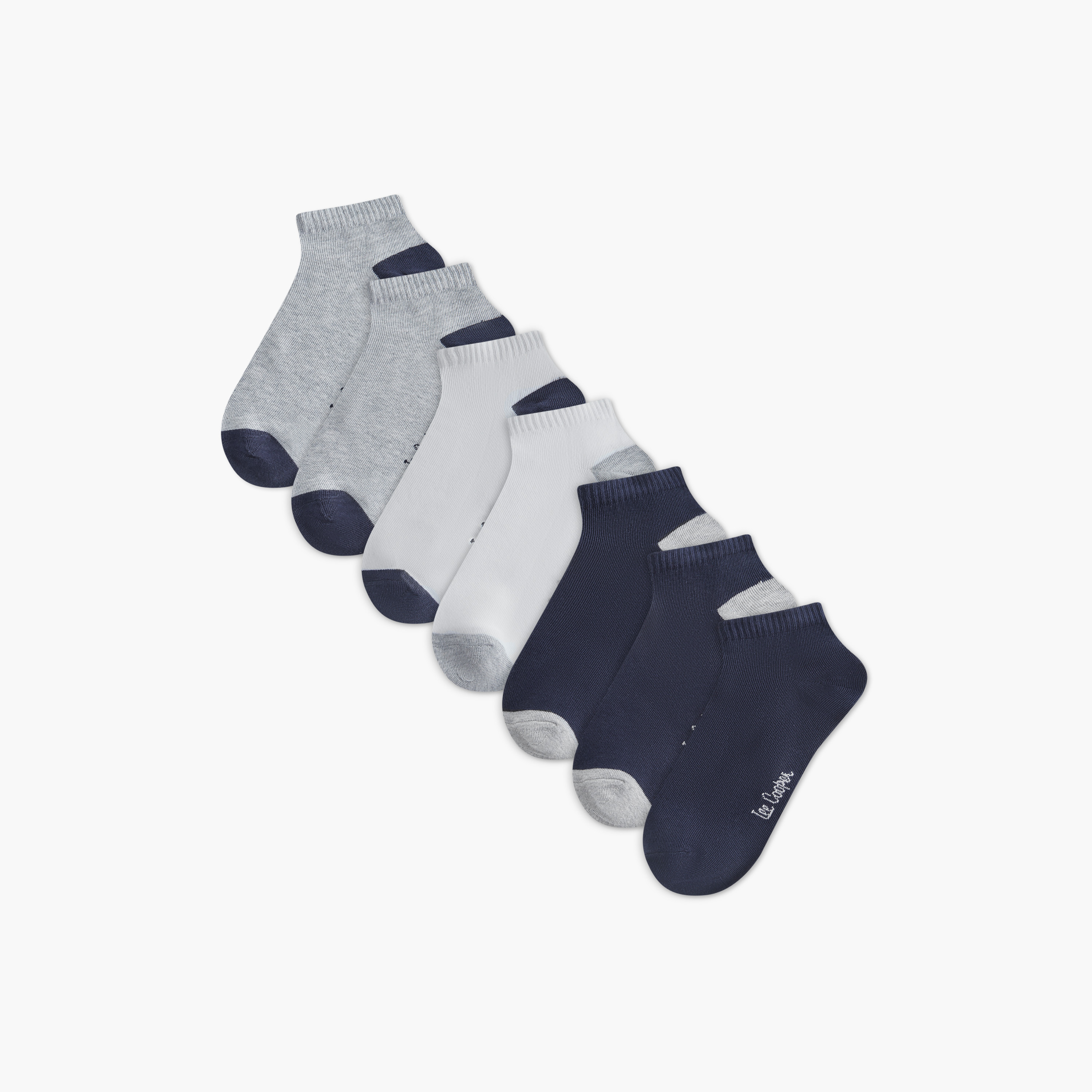 Lee Cooper Logo Detail Non-Terry Ankle Length Socks - Set of 7-men-socks-image-1