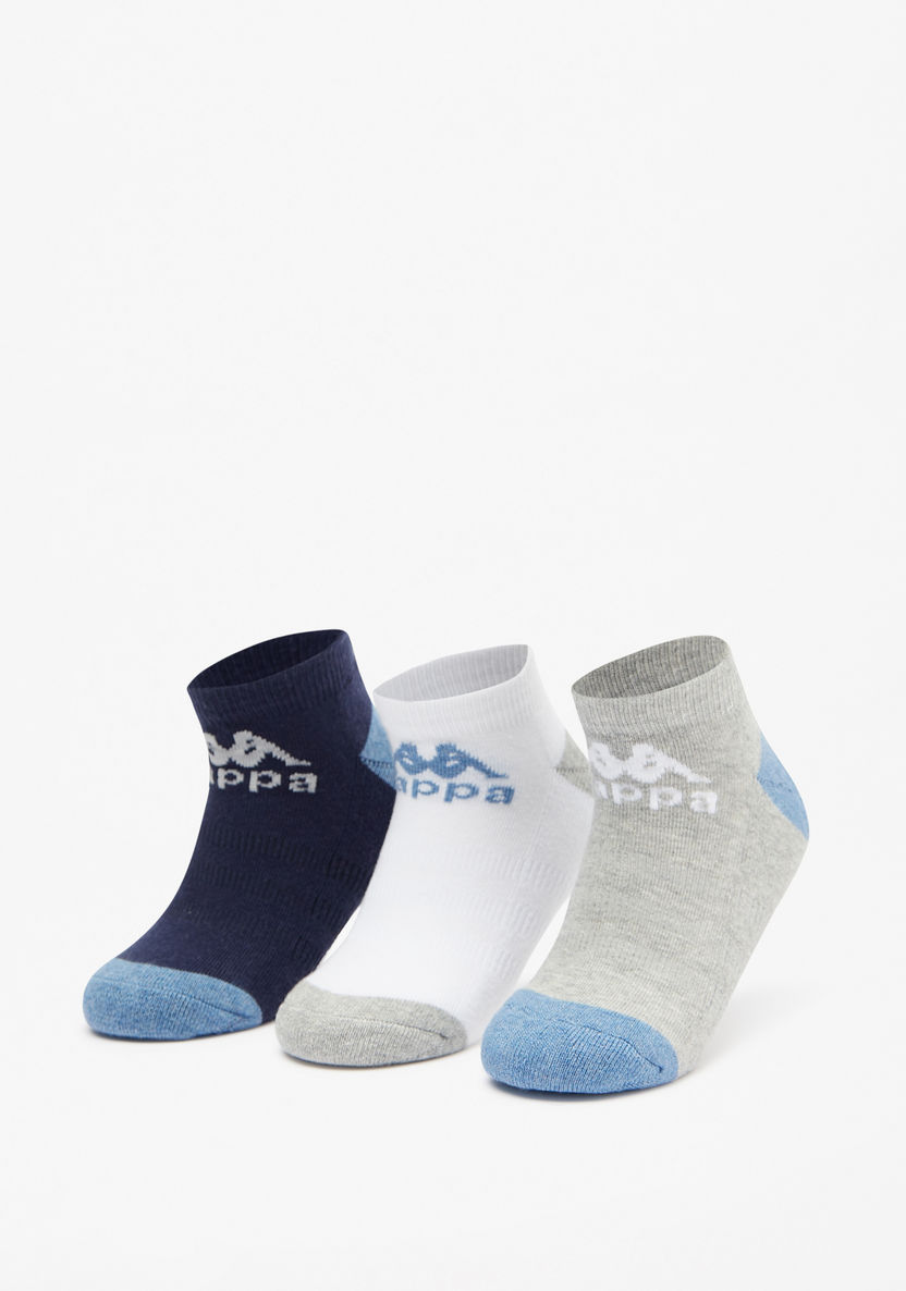 Kappa Logo Print Ankle Length Sports Socks - Set of 3-Boy%27s Socks-image-0