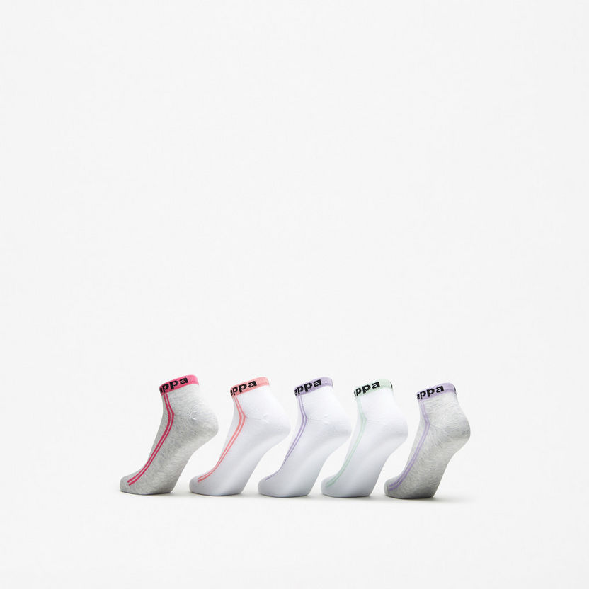 Kapa Logo Print Ankle Length Sports Socks - Set of 5-Women%27s Socks-image-2