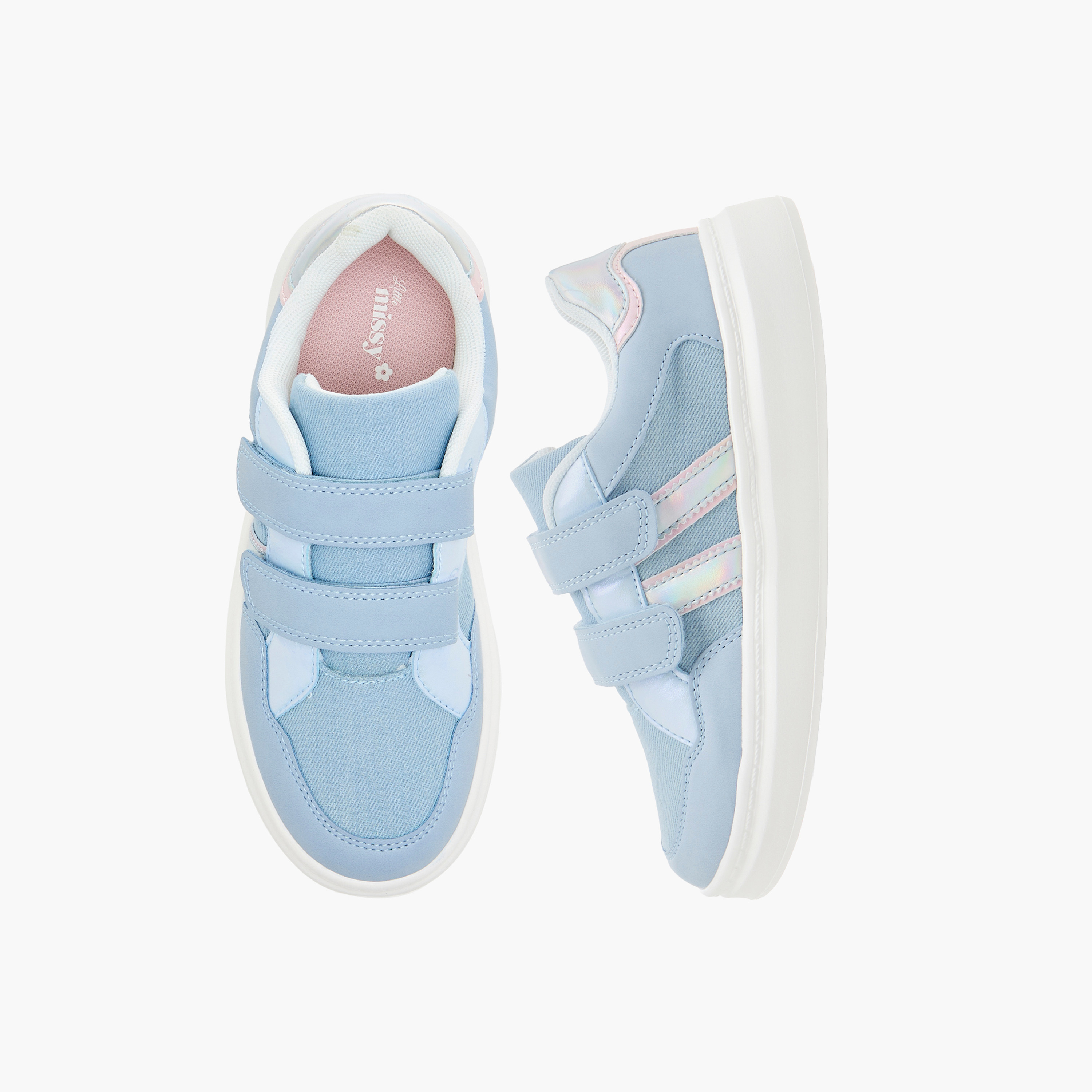 Little Missy Panelled Sneakers with Hook and Loop Closure-girls-shoes-sneakers-image-1