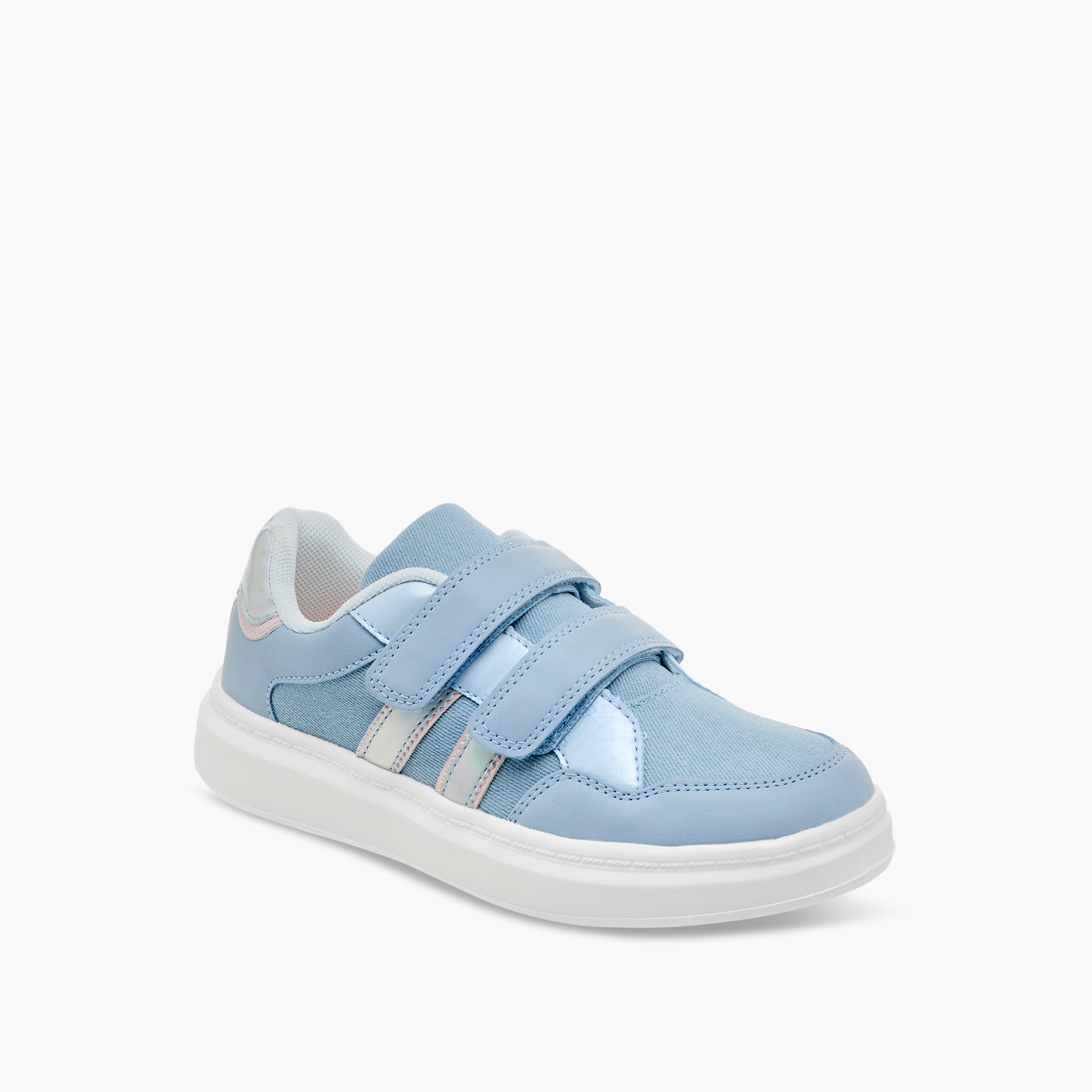 Little Missy Panelled Sneakers with Hook and Loop Closure-girls-shoes-sneakers-image-2