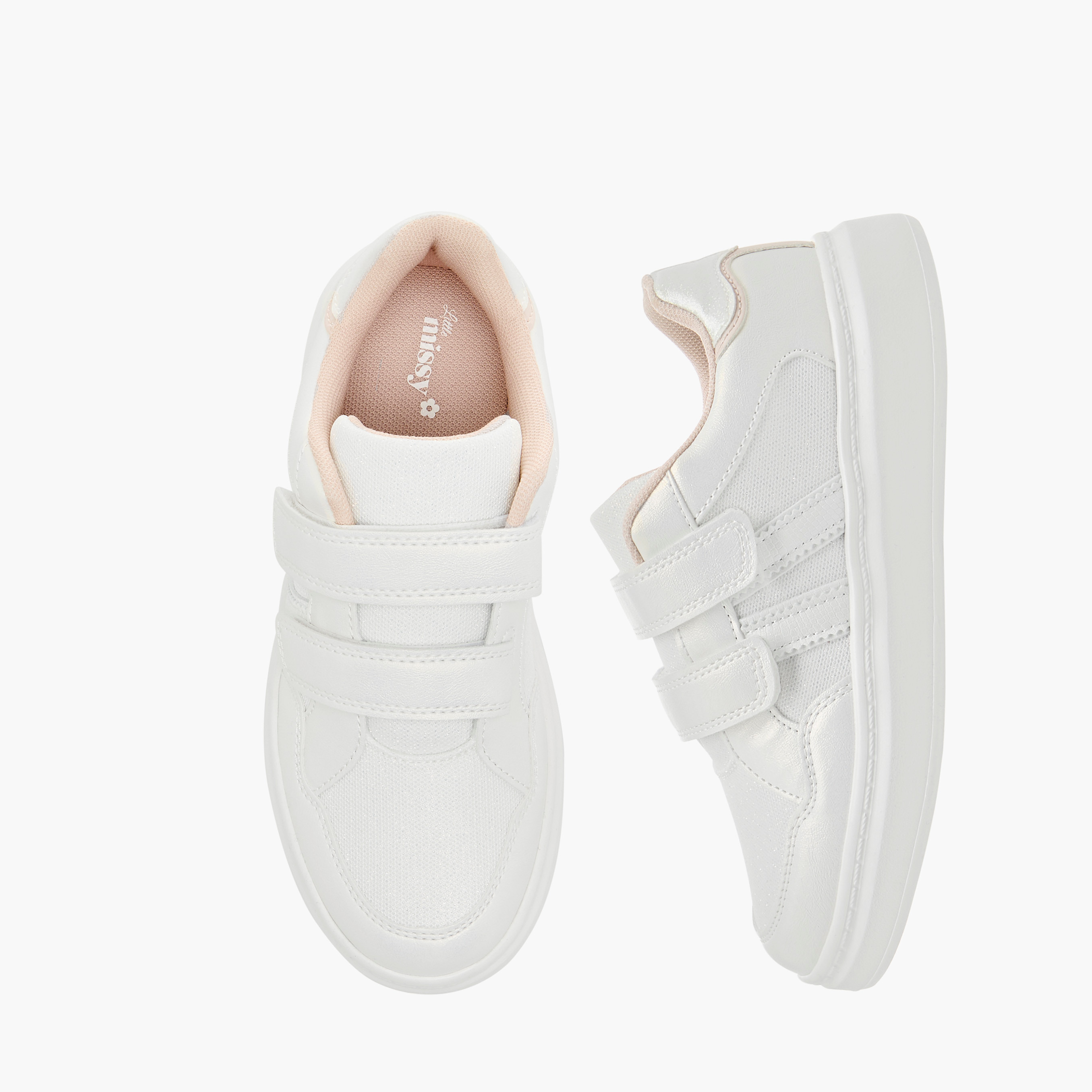Little Missy Panelled Sneakers with Hook and Loop Closure-girls-shoes-sneakers-image-1