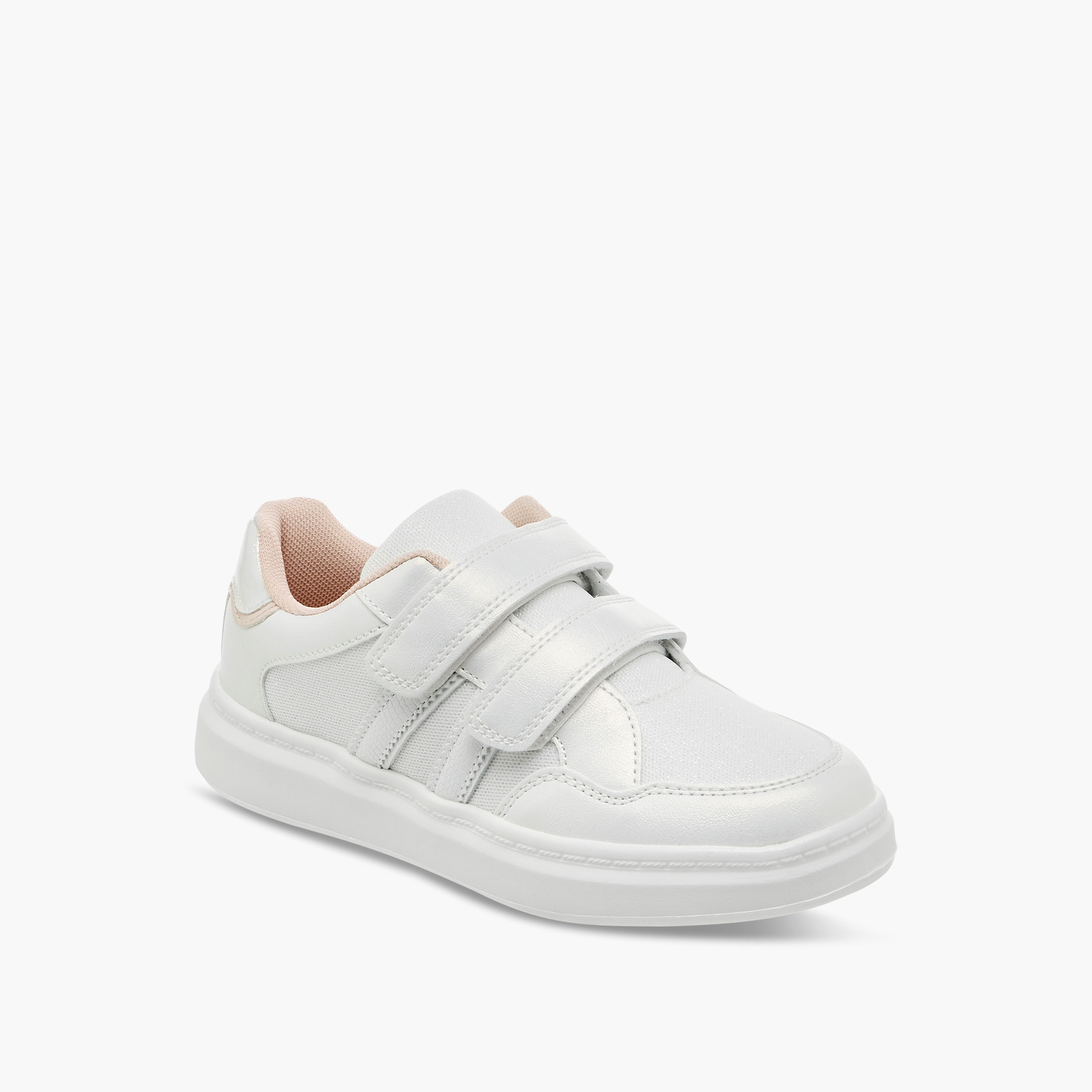 Little Missy Panelled Sneakers with Hook and Loop Closure-girls-shoes-sneakers-image-2