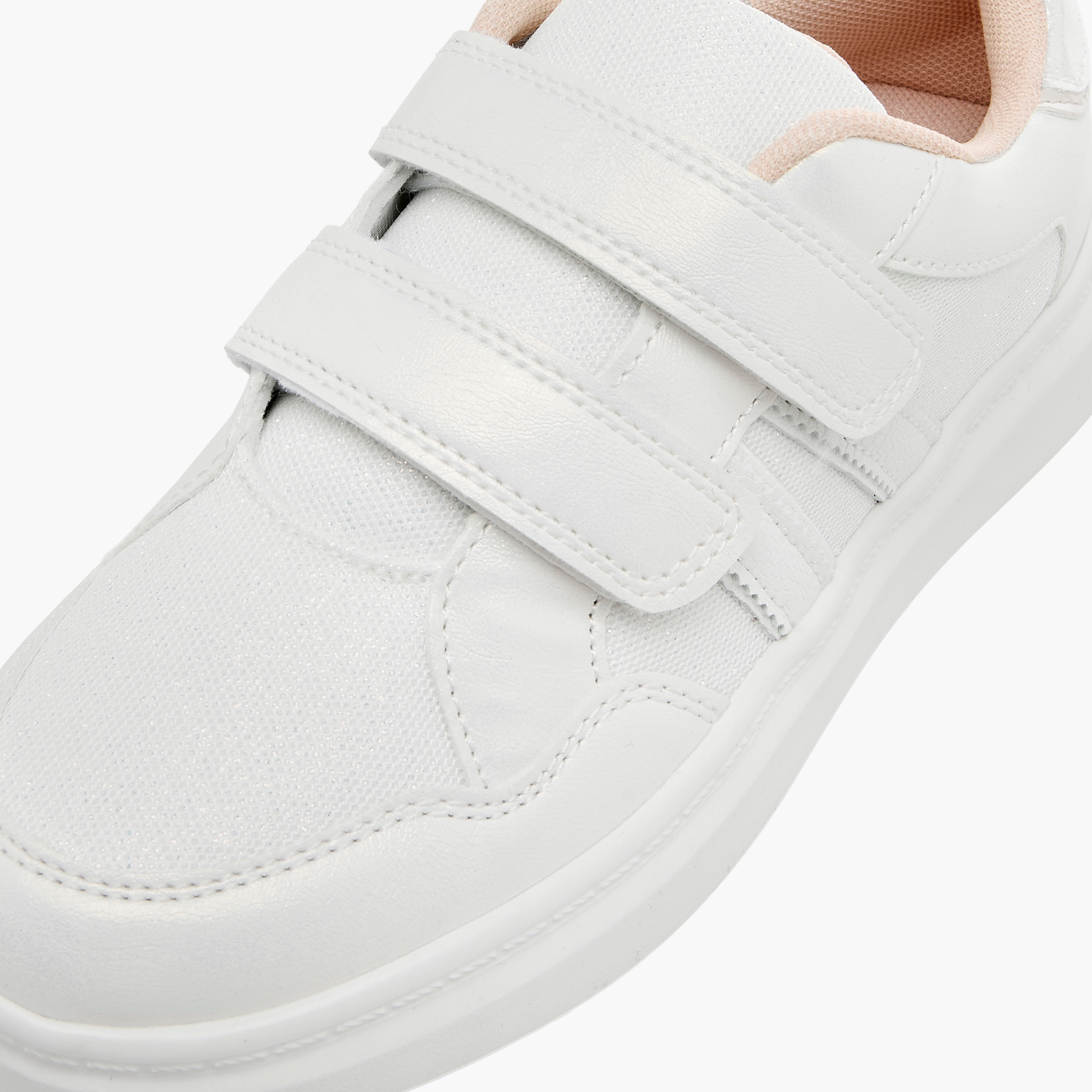 Little Missy Panelled Sneakers with Hook and Loop Closure-girls-shoes-sneakers-image-4
