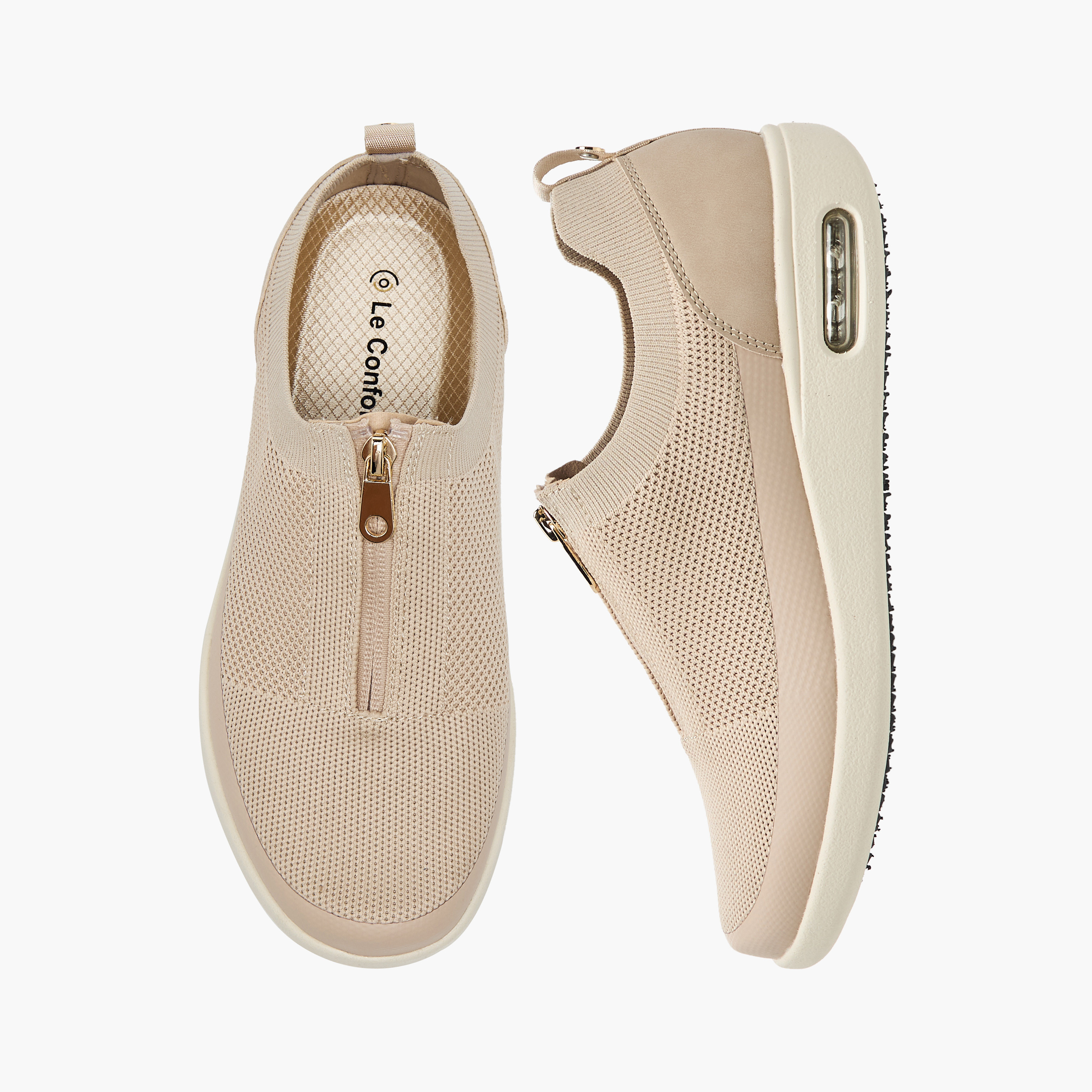 Le Confort Textured Diabetic Sneakers with Zip Closure-women-shoes-sneakers-image-1